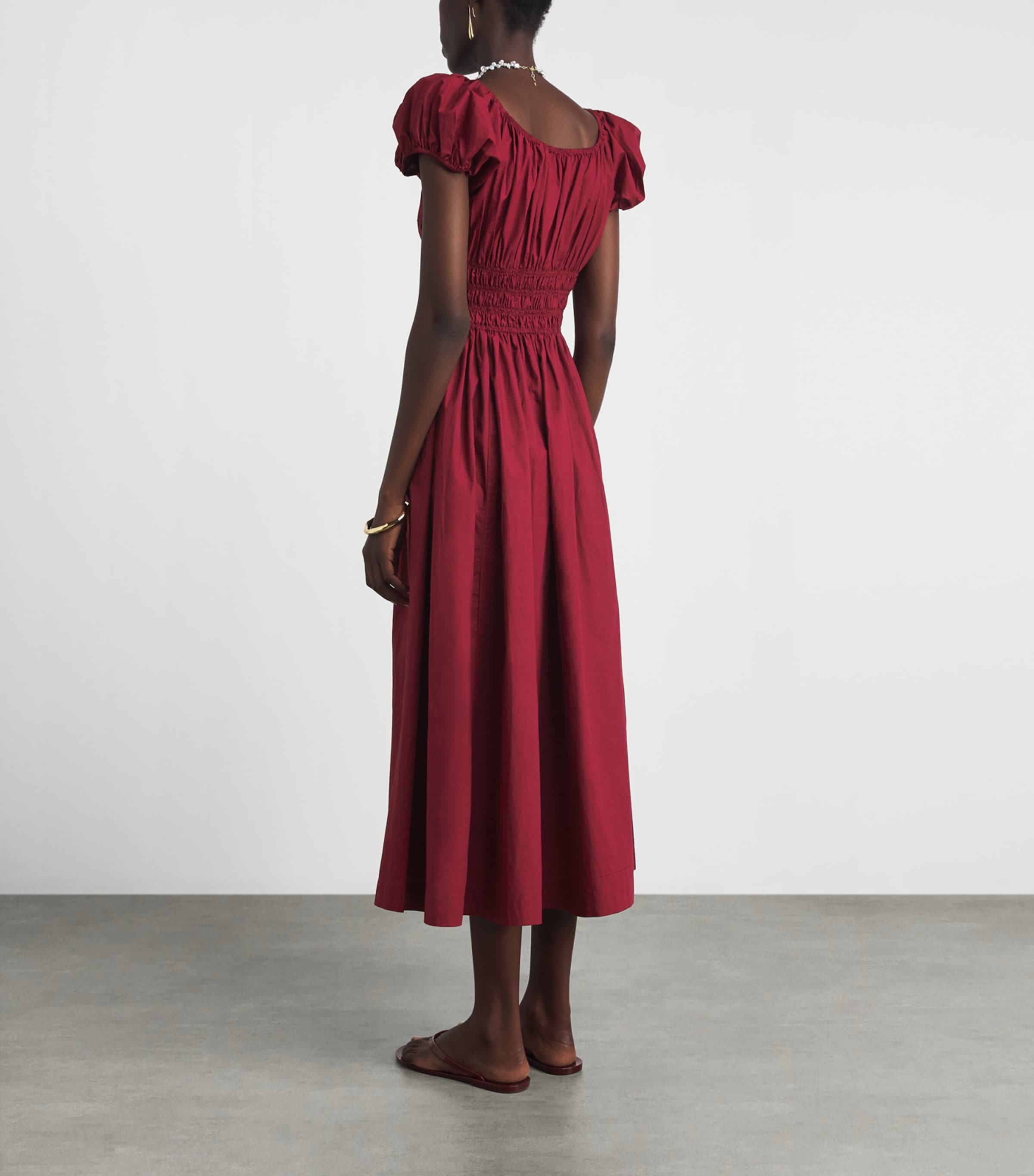 DÔEN Womens Organic Cotton Quinley Midi Dress Deep Ruby Image 4