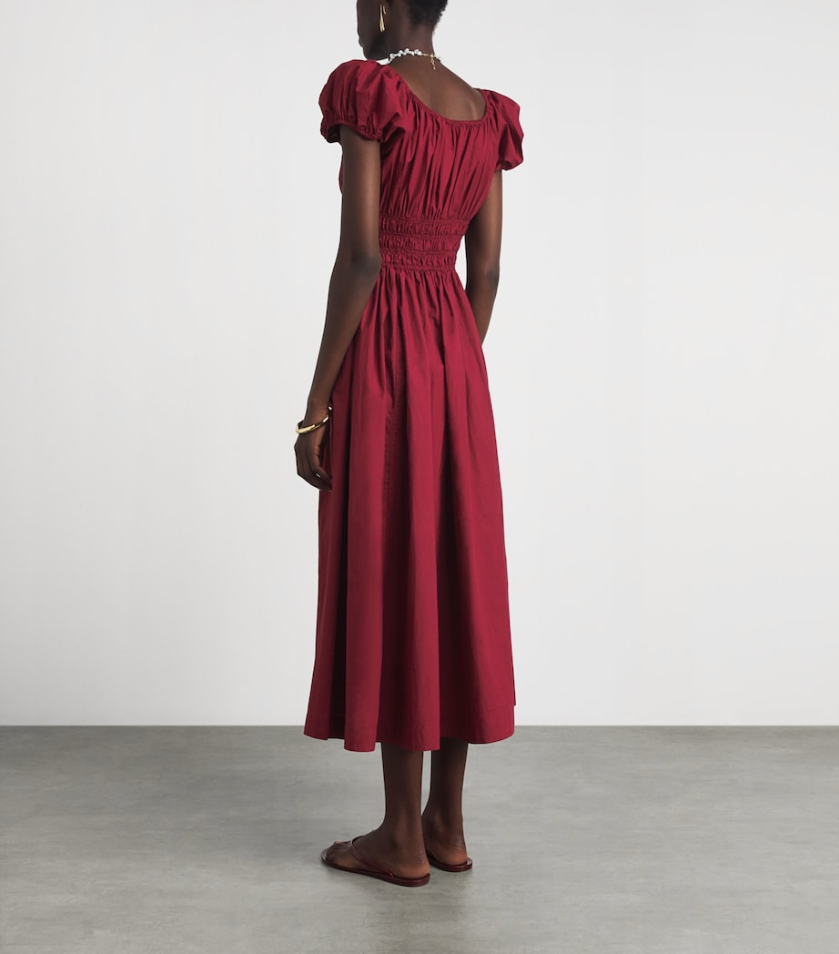 DÔEN Womens Organic Cotton Quinley Midi Dress Deep Ruby Image 4