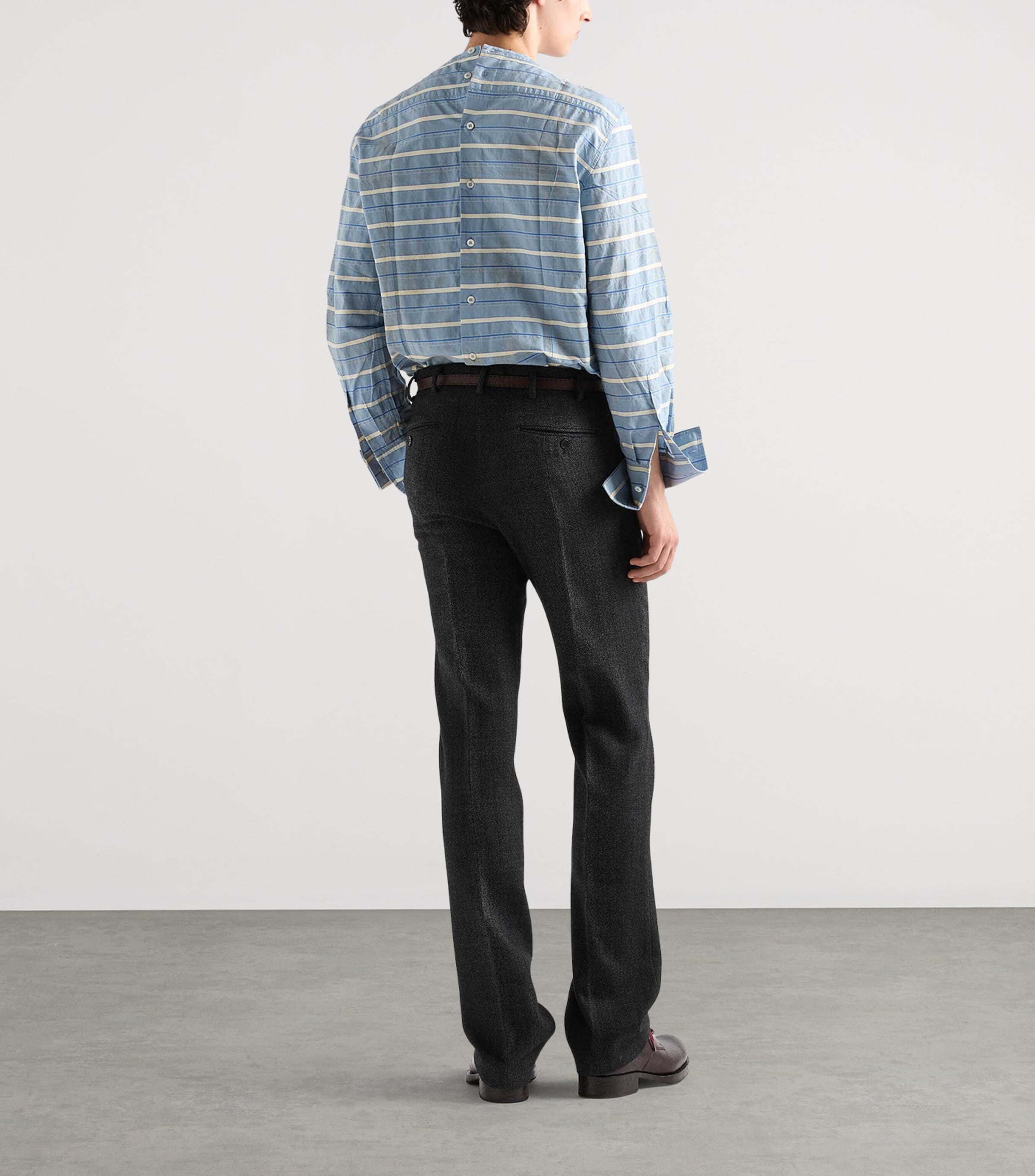 Prada Mens Cotton Stripe Shirt Light Blue Image 5