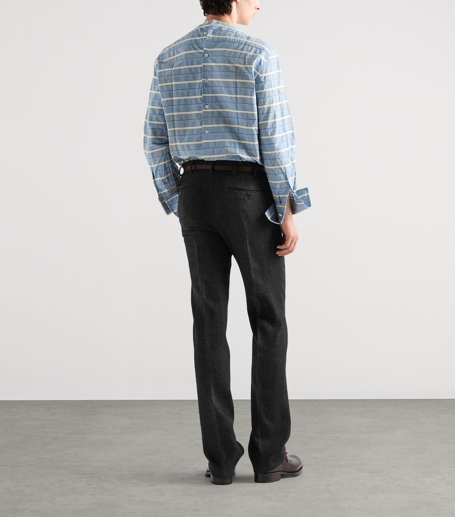Prada Mens Cotton Stripe Shirt Light Blue Image 5