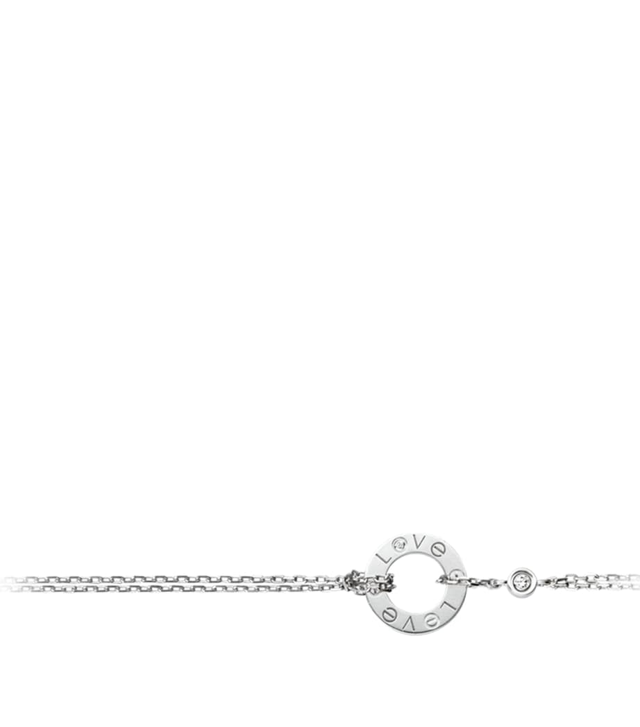 White Gold and Diamond LOVE Chain Bracelet WHITE GOLD Image 1