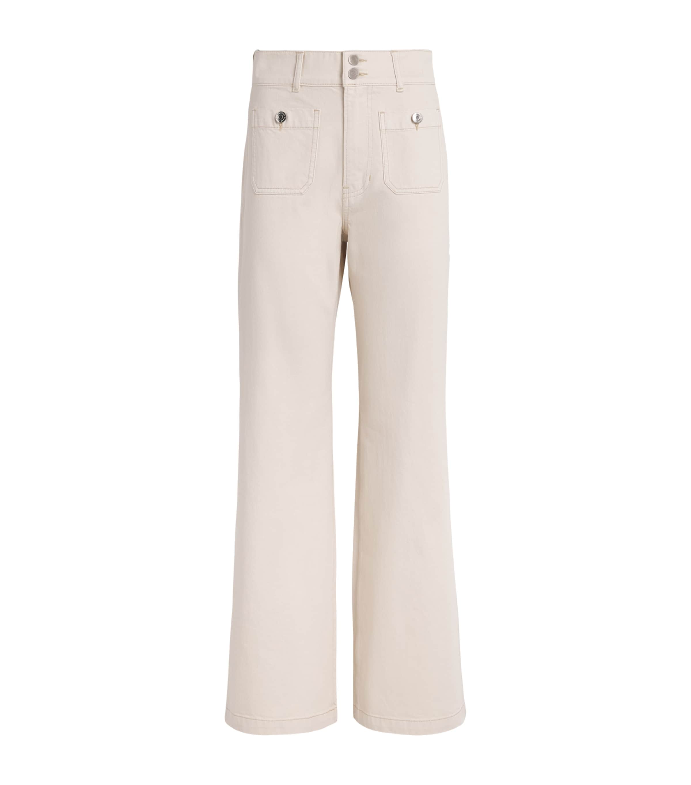 Veronica Beard Womens Taylor Wide-Leg Jeans Ecru Image 1