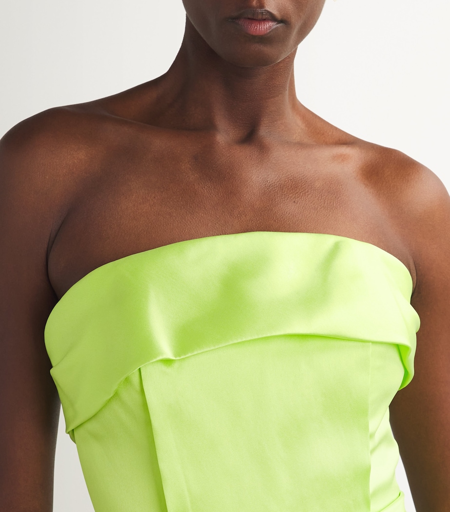 Sandra Mansour Womens Satin Illuminated Illusion Gown Pistachio Image 6