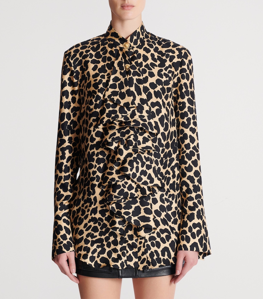 Silk Leopard Ruffled Shirt GBA BEIGE/NOIR Image 4