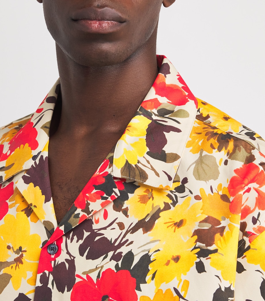 Cotton Floral Print Shirt 307 - GREEN/YELLOW Image 6