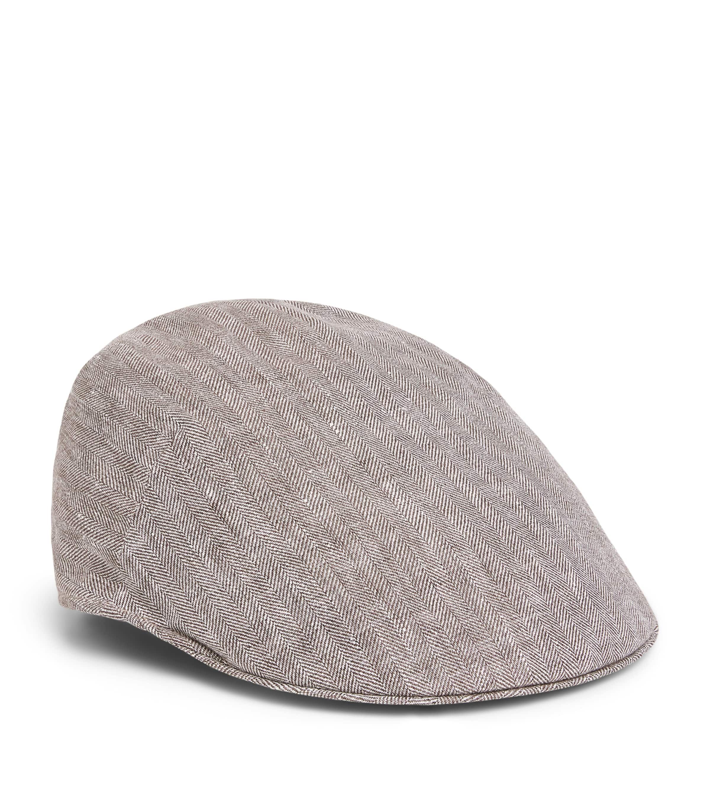 Borsalino Linen Herringbone Parigi Duckbill Flat Cap Lino Spigato Image 1