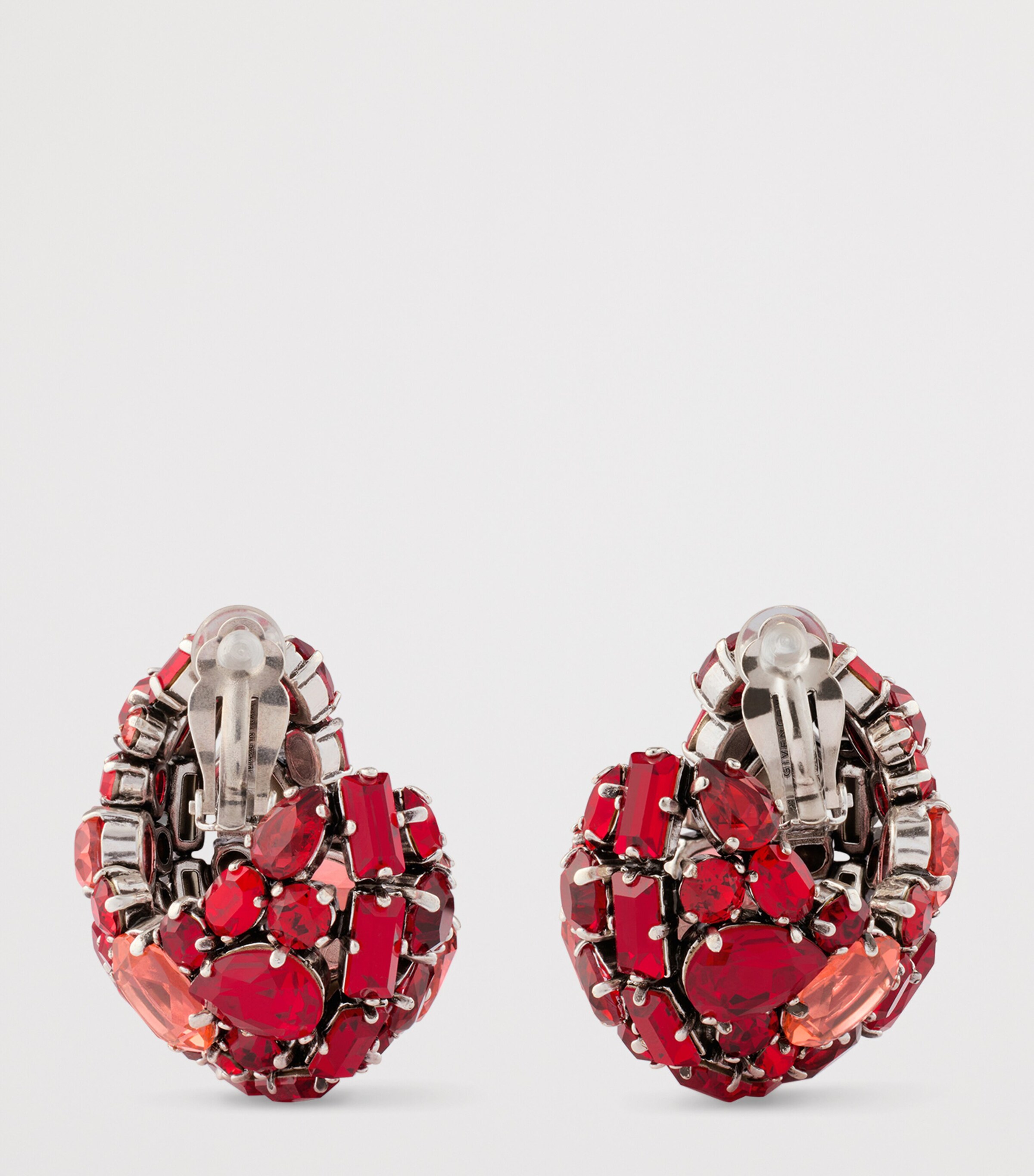 Crystal-Embellished Clip-On Earrings RED/SILVERY Image 4