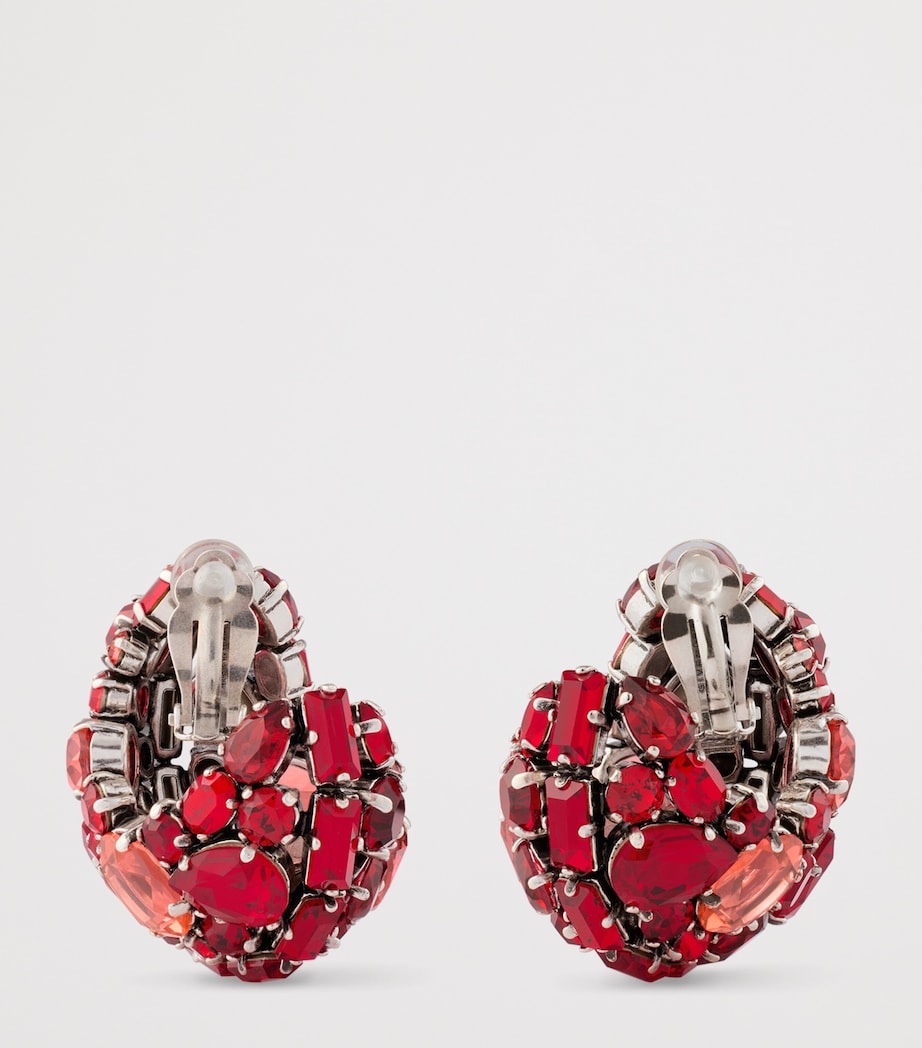 Crystal-Embellished Clip-On Earrings RED/SILVERY Image 4