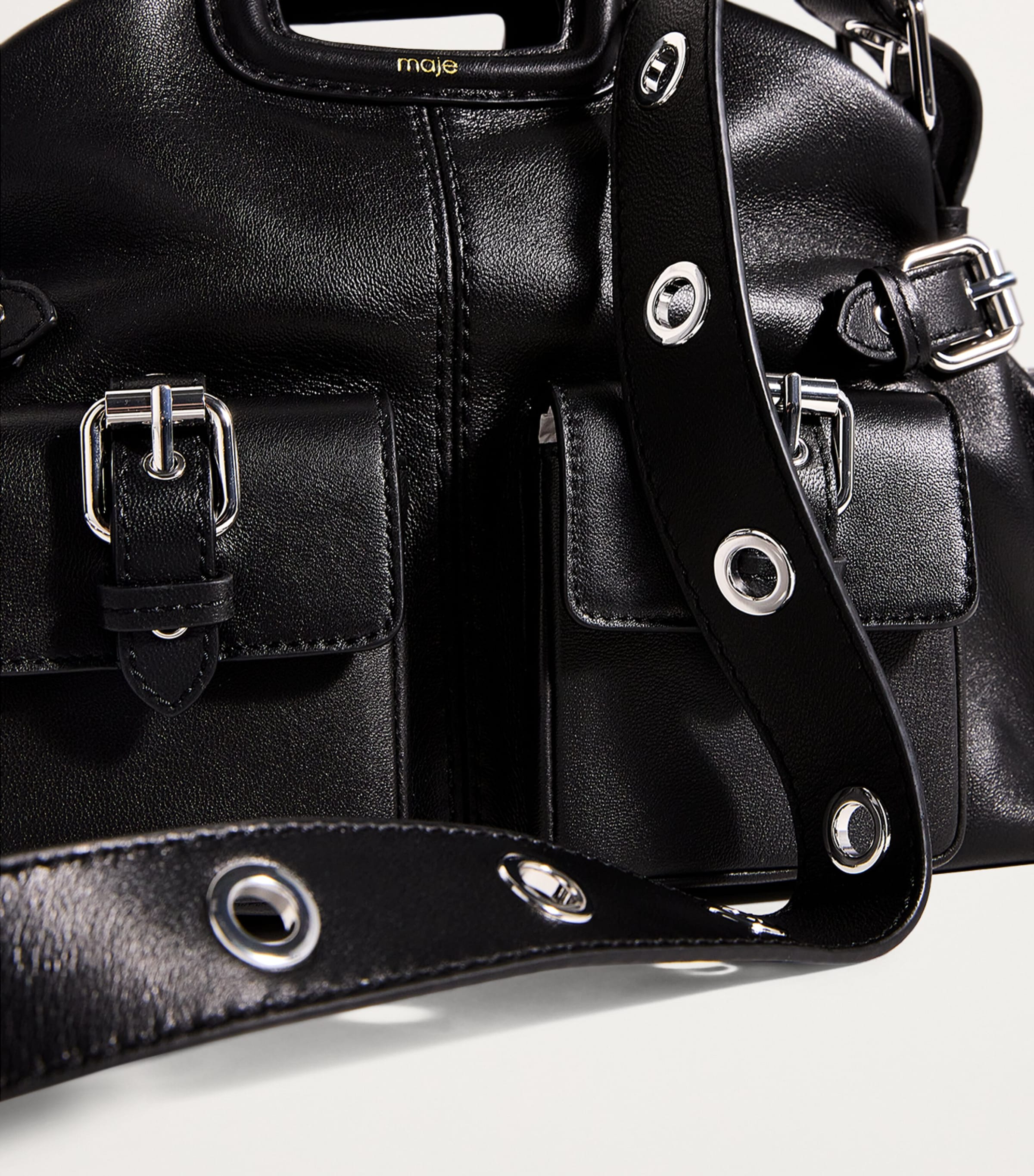 Maje Leather Miss M Pocket Shoulder Bag | Harrods UK
