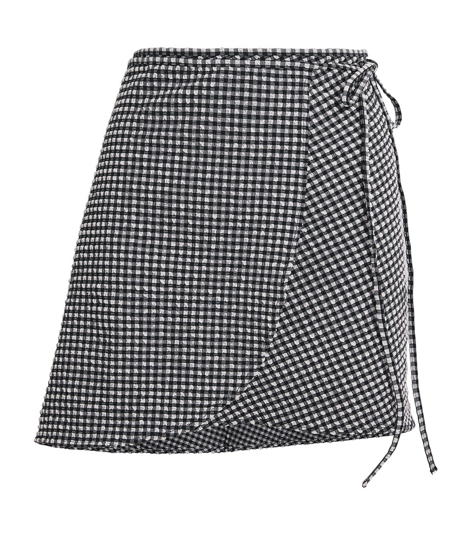 Seersucker Gingham Mini Sarong BLACK GINGHAM Image 1