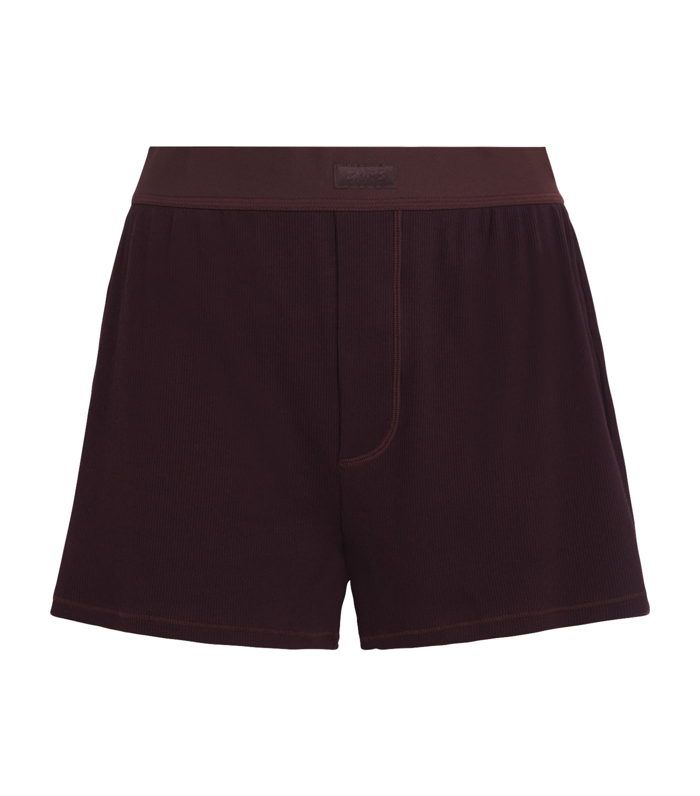 Skims Stretch-Cotton Ribbed Boxer Shorts