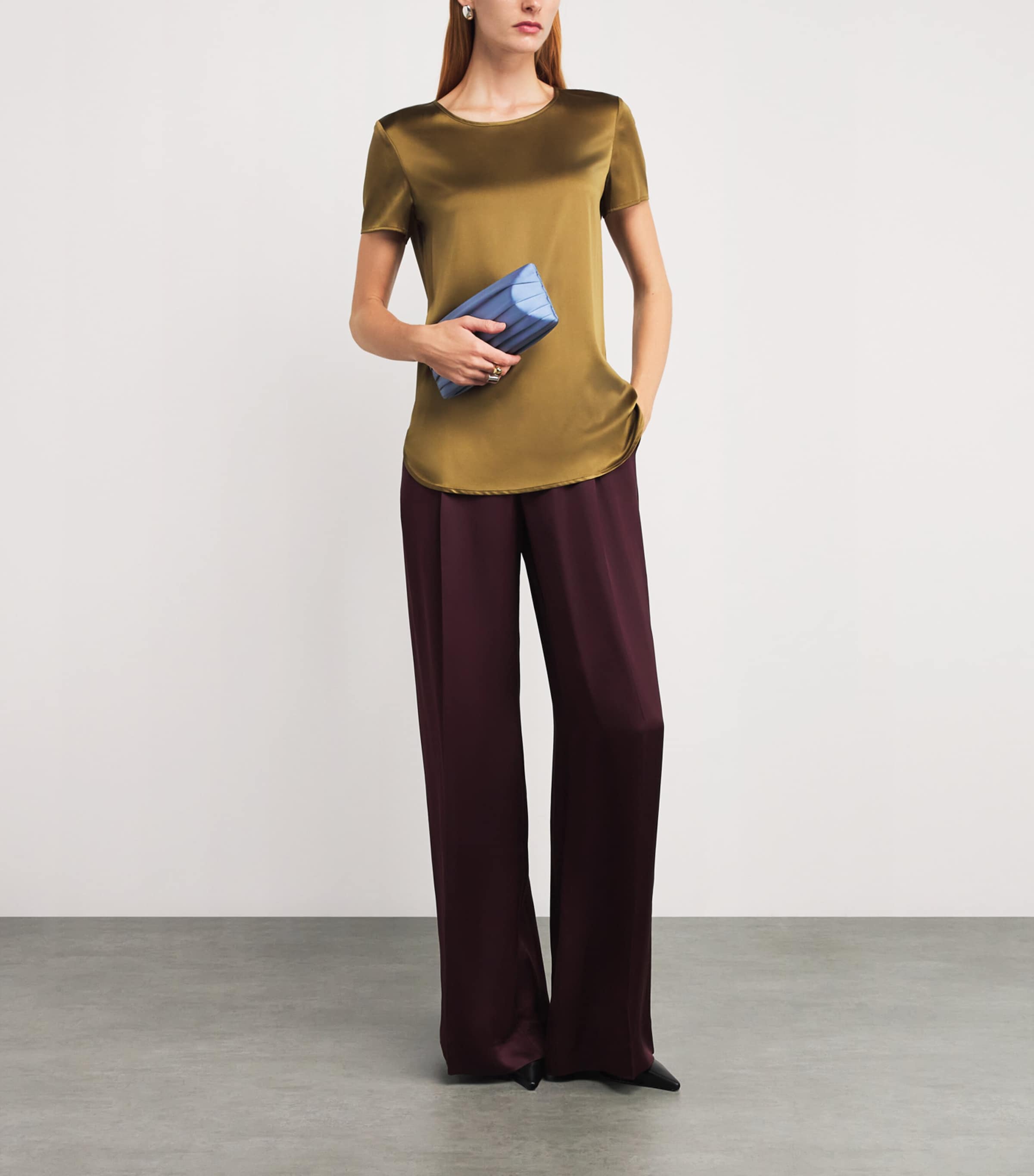 Satin Plissé Clutch Bag 0335 PERIWINKLE Image 5