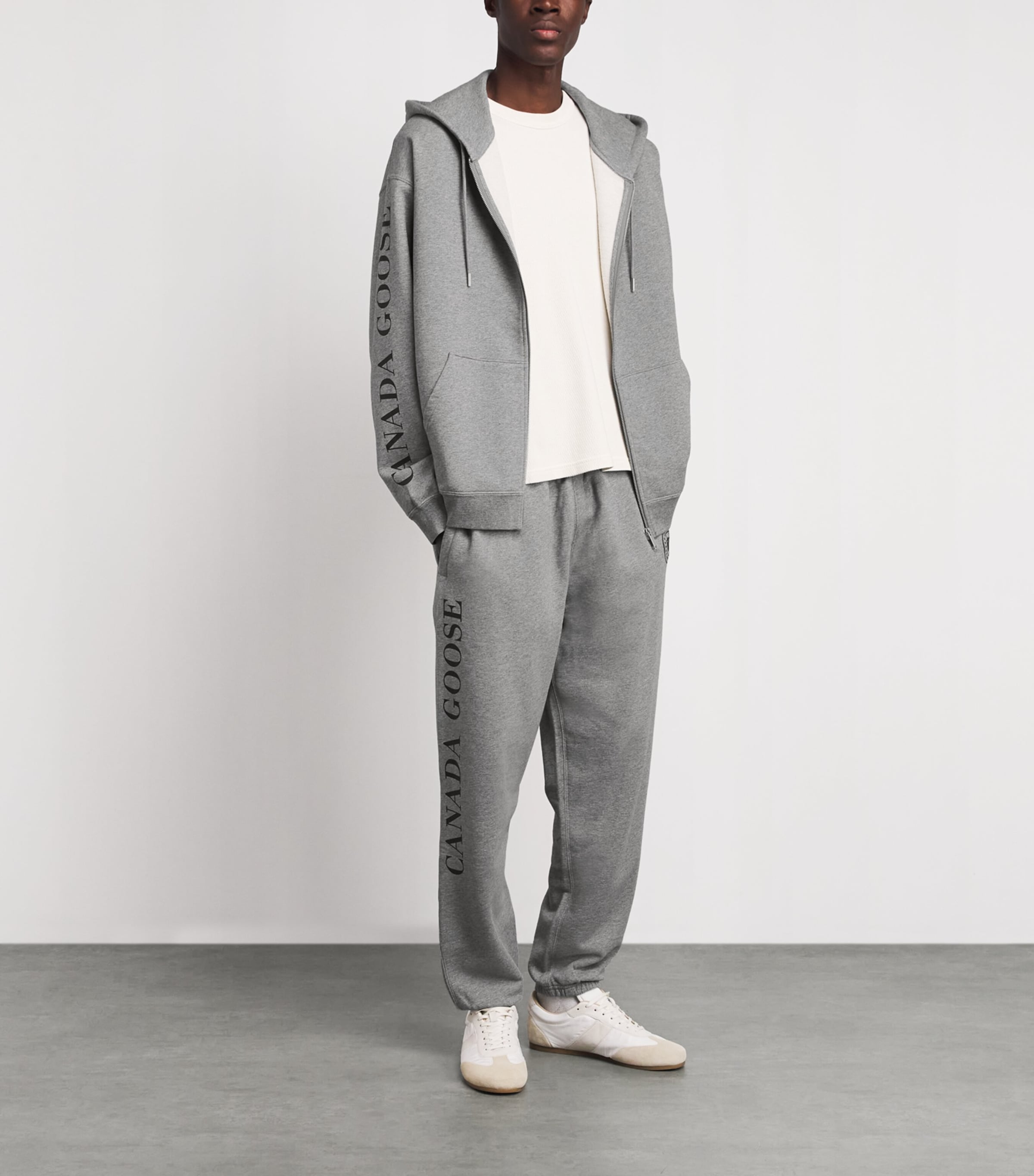 Canada Goose Mens Organic Cotton Graphic Rove Zip-Up Hoodie Stone Heather Image 2