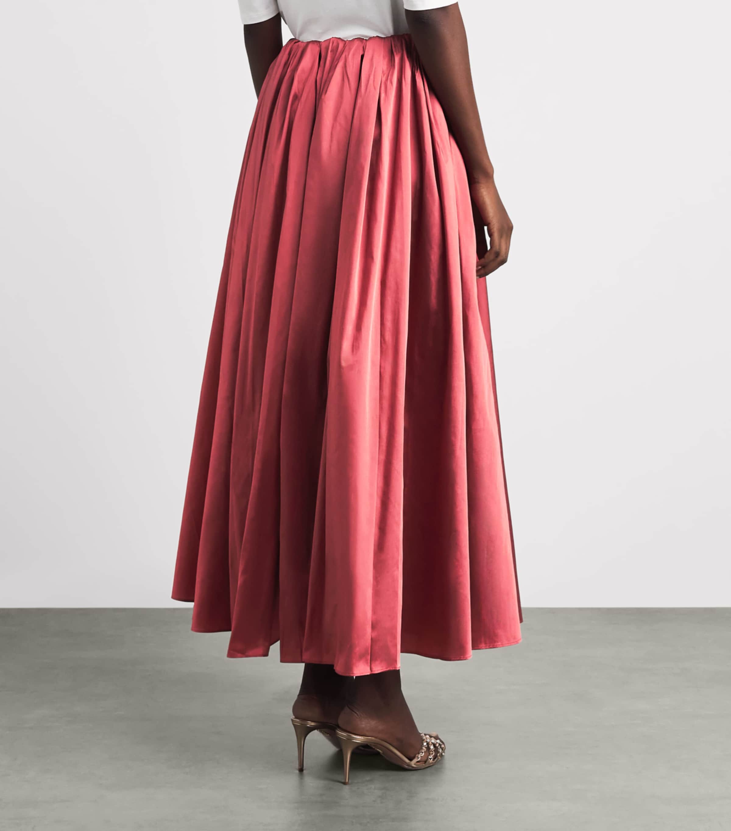 Abadia Womens Pleated Bodice Maxi Dress Red Image 5