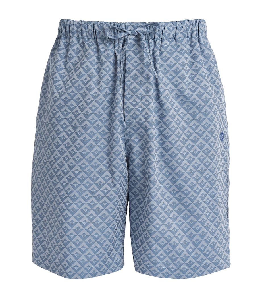 Cotton Geometric Logo Pyjama Shorts BLUE Image 1