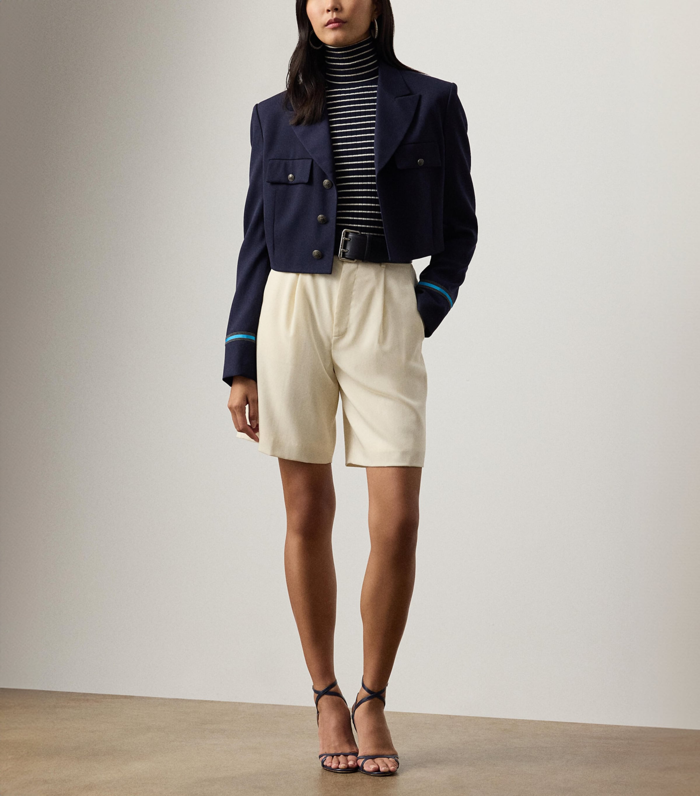 Ralph Lauren Collection Womens Cashmere-Blend Drawstring Hoodie Navy Image 2