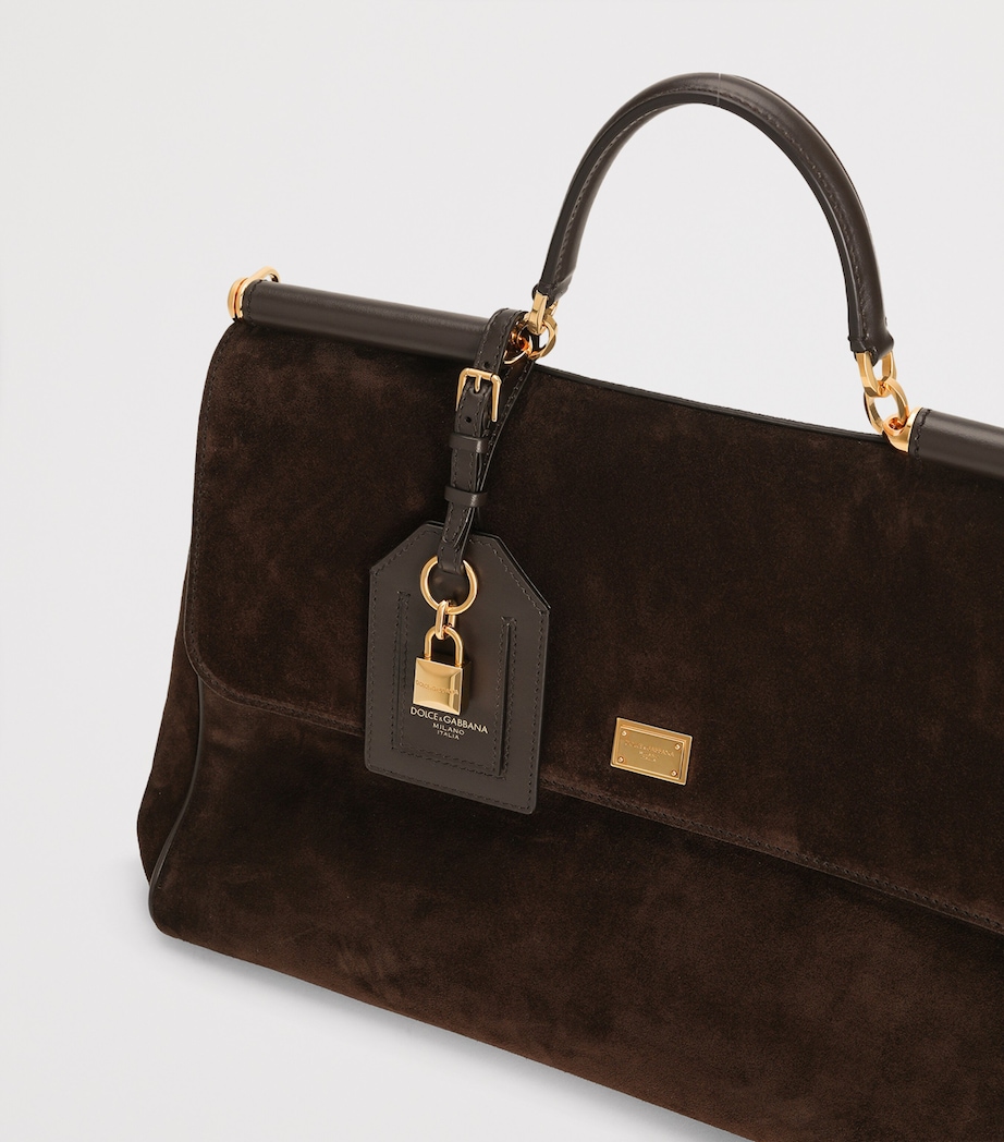 Suede My Sicily Top-Handle Bag 8M157-DARK BROWN Image 7