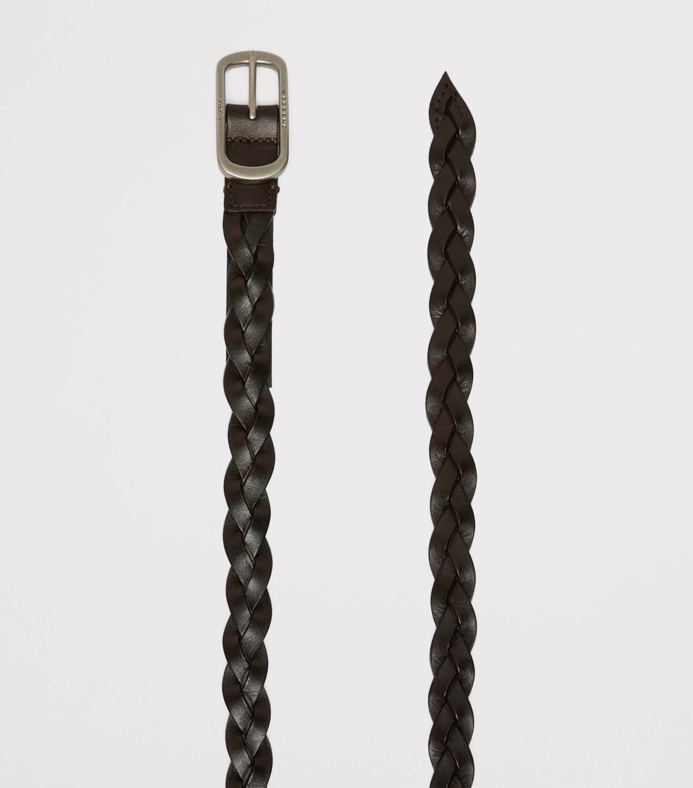Weekend Max Mara Leather Woven Belt Dark Brown Image 2