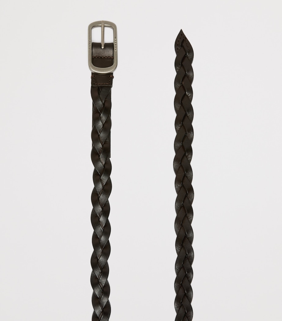Weekend Max Mara Leather Woven Belt Dark Brown Image 2