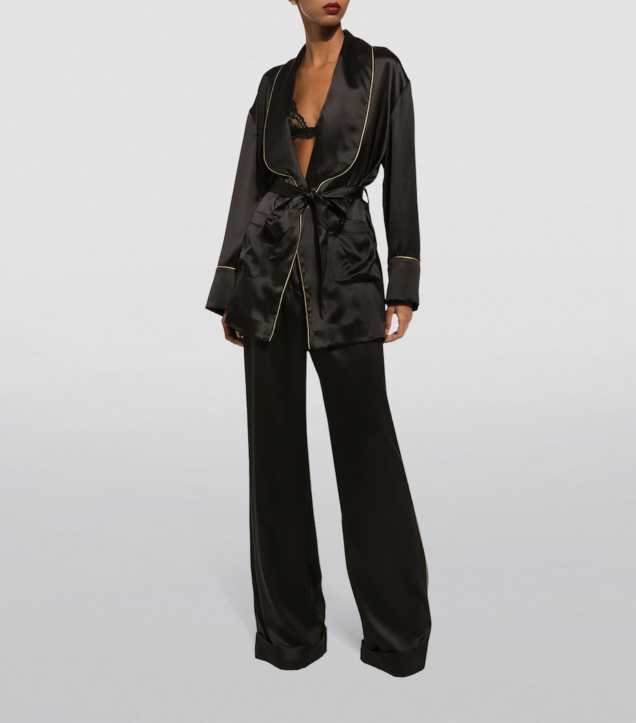 Silk Belted Robe N0000-BLACK Image 4