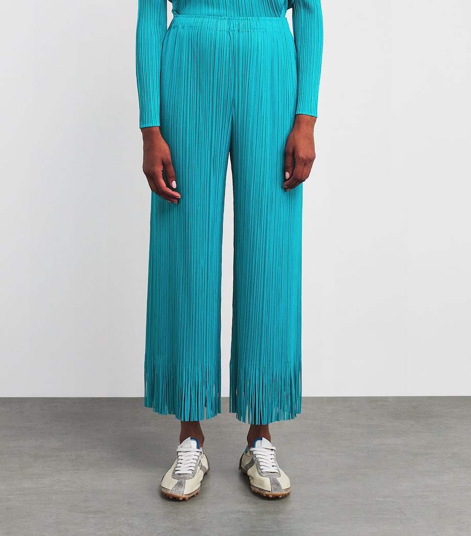 Pleats Please Issey Miyake Womens Wave Wide-Leg Trousers Turquoise Blue Image 3