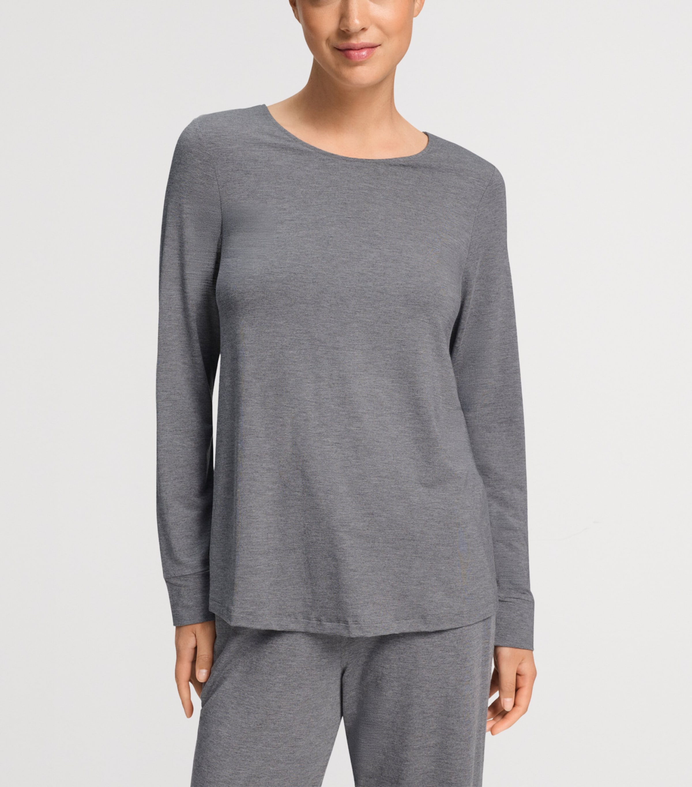 Hanro Womens Natural Elegance T-Shirt Stone Melange Image 4