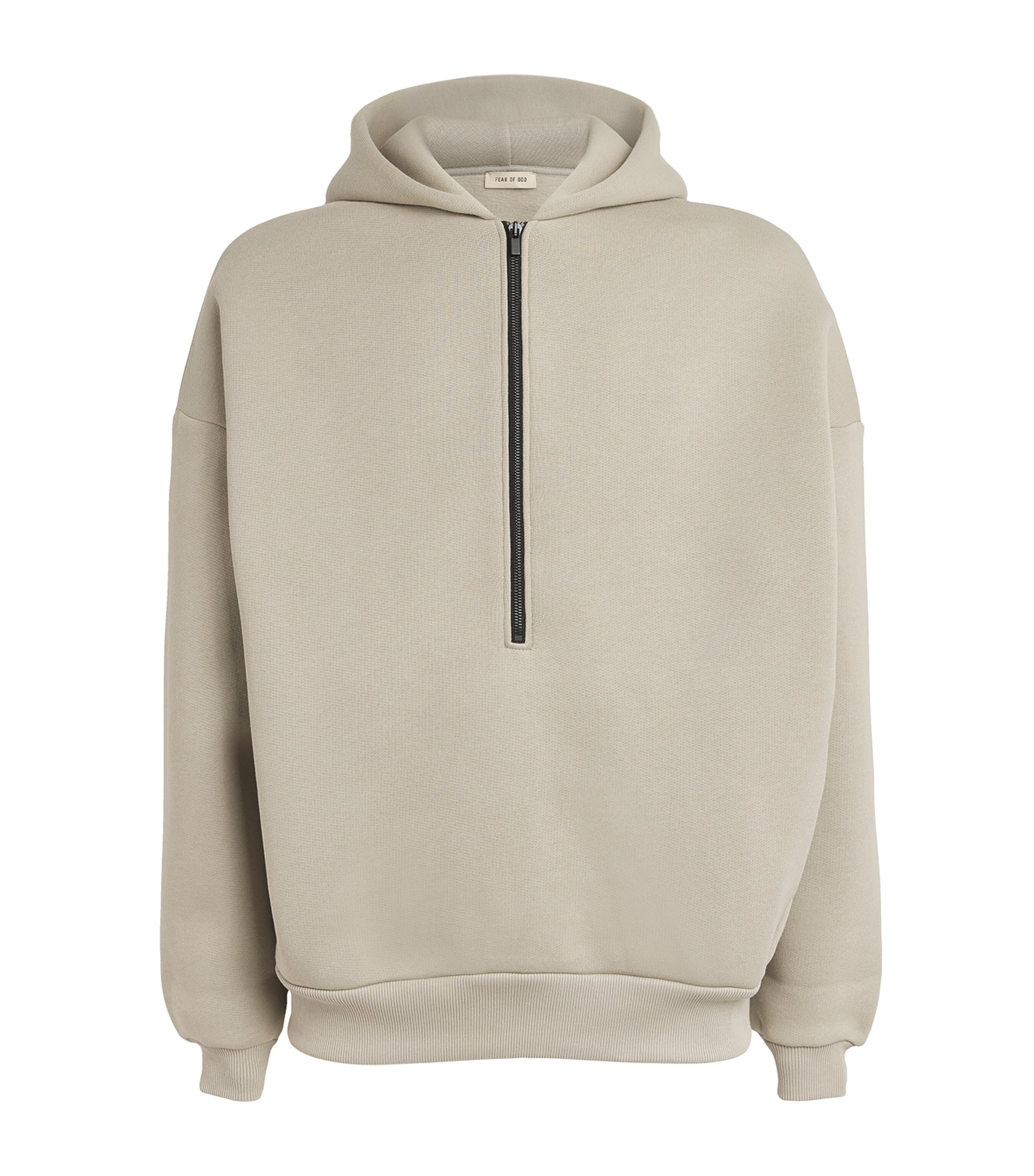 Fear Of God Cotton-blend Half-zip Hoodie In Gray