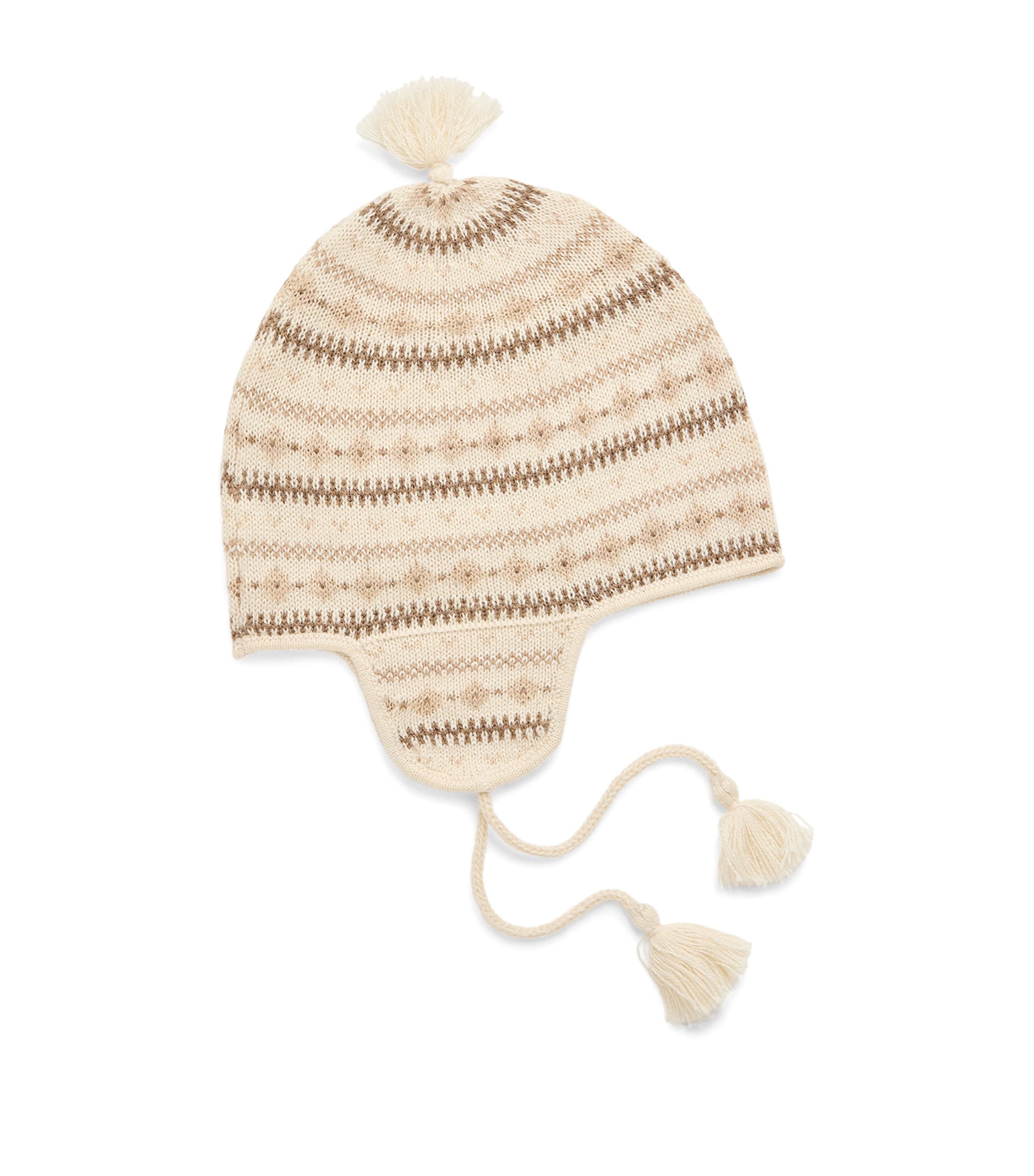 Bonpoint Wool-Cotton Knitted Tassel Hat Blanc Naturel Image 1