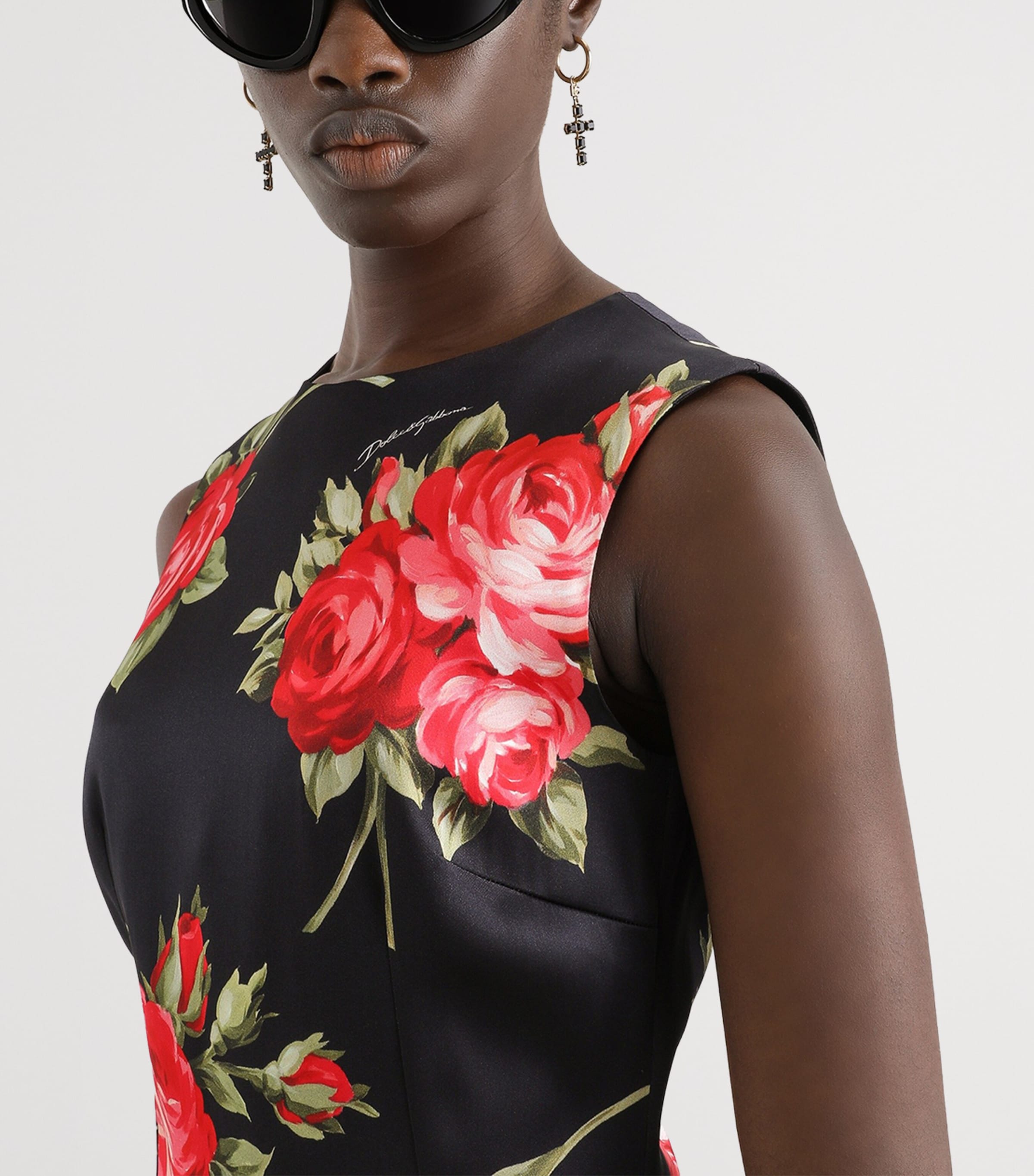 Dolce&Gabbana Womens Floral Sleeveless Midi Dress Bouq Image 3