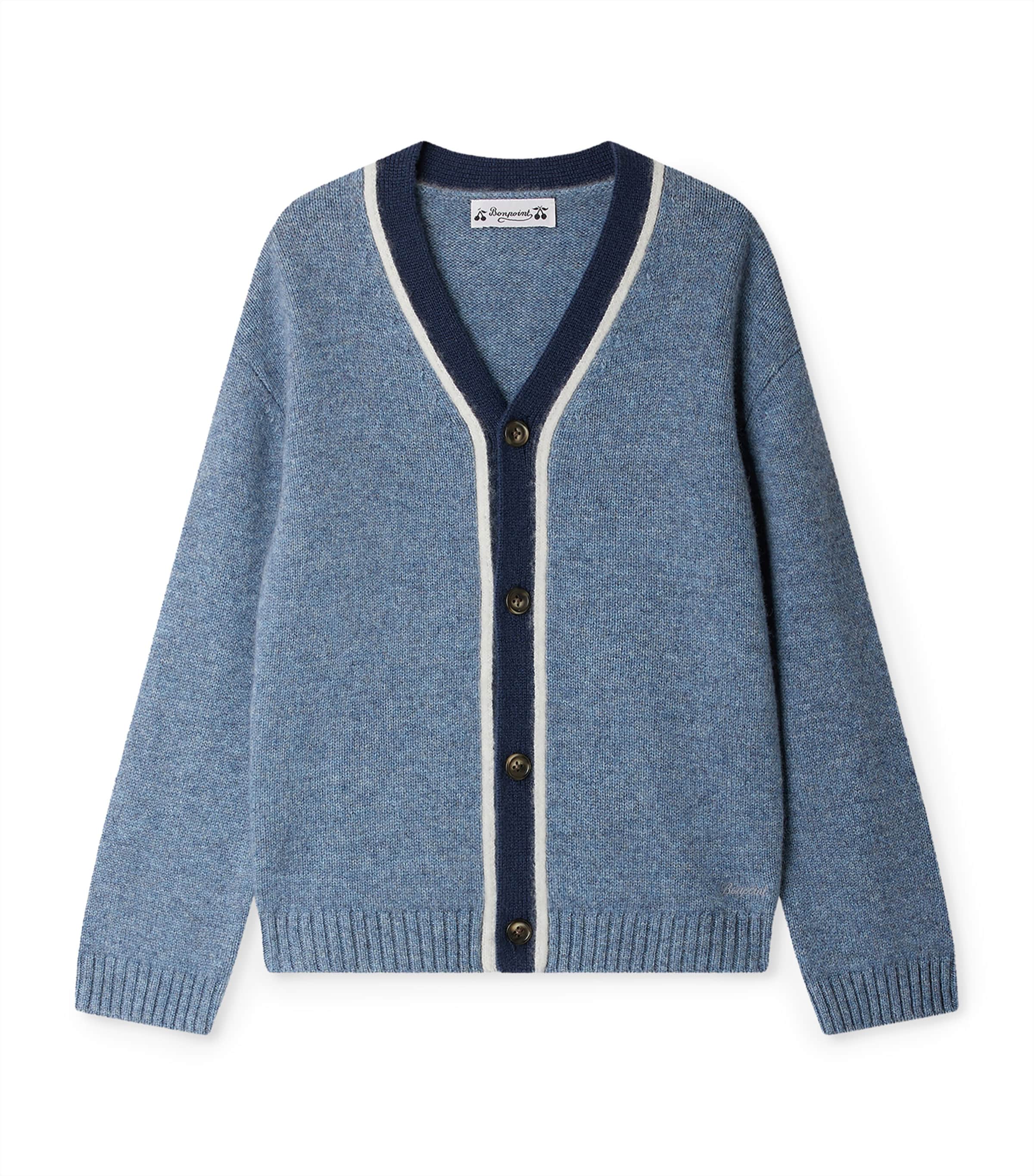 Cashmere Garfield Cardigan (4-8 Years) BLEU GRIS Image 1