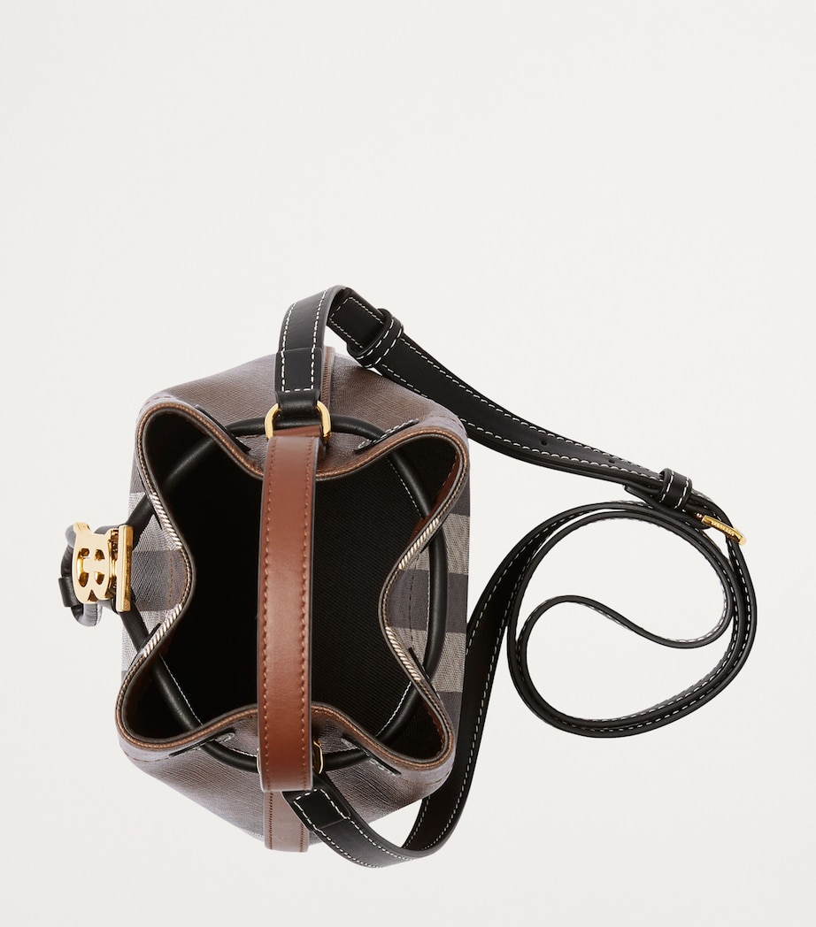 Burberry Mini Check Monogram Bucket Bag Dark Birch Brown Image 5