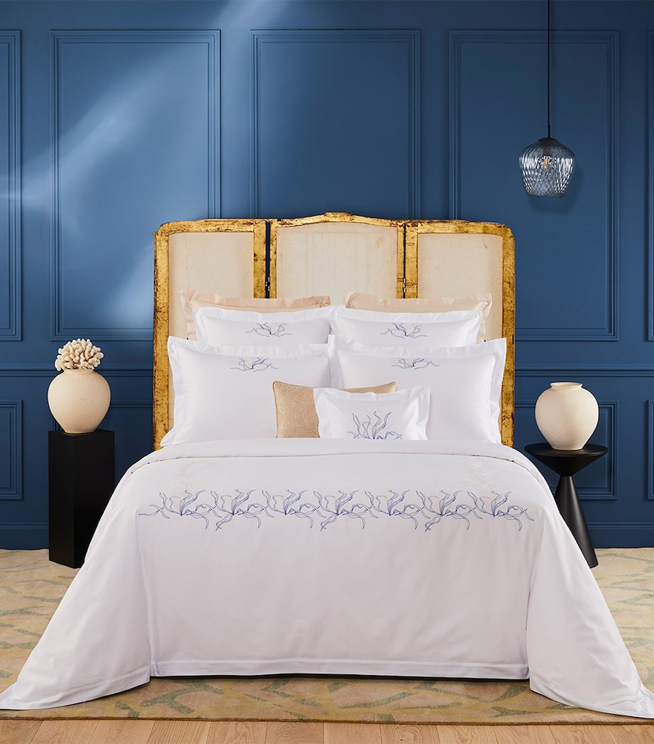 Yves Delorme Couture Nautilus Boudoir Oxford Pillowcase (30cm x 40cm) Blc/blu Image 1