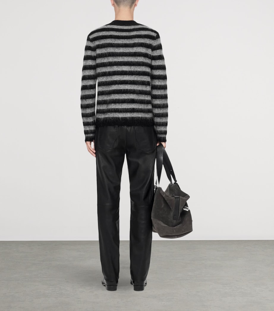 AllSaints Mens Wool-Mohair-Blend Harry Stripe Sweater Blk/monument Grey Image 7