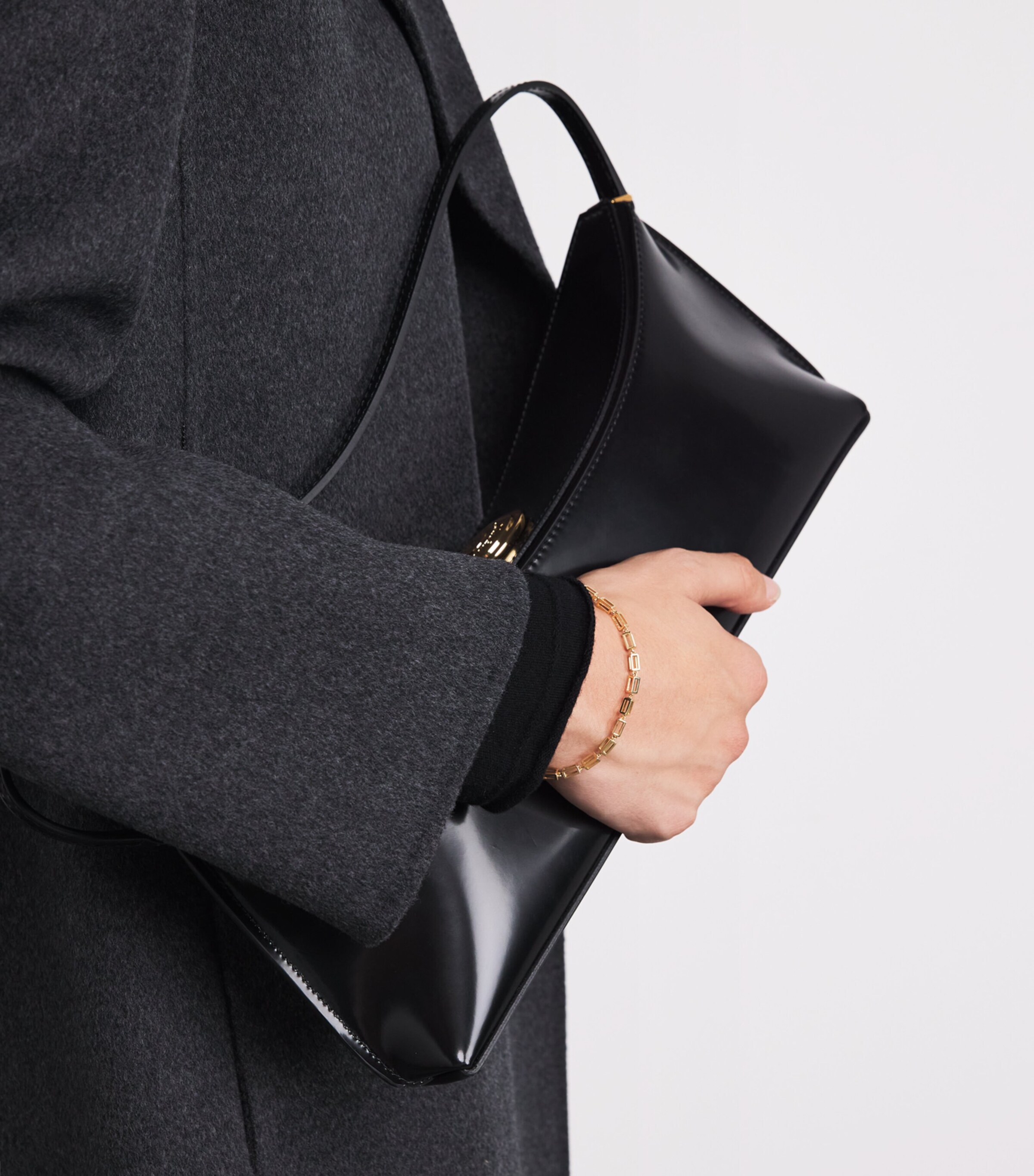 Large Yellow Gold Block-Chain Bracelet 18K YG Image 5