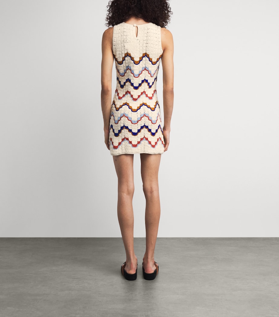 ESCVDO Womens Crochet Alma Mini Dress Ivory Multi Image 4