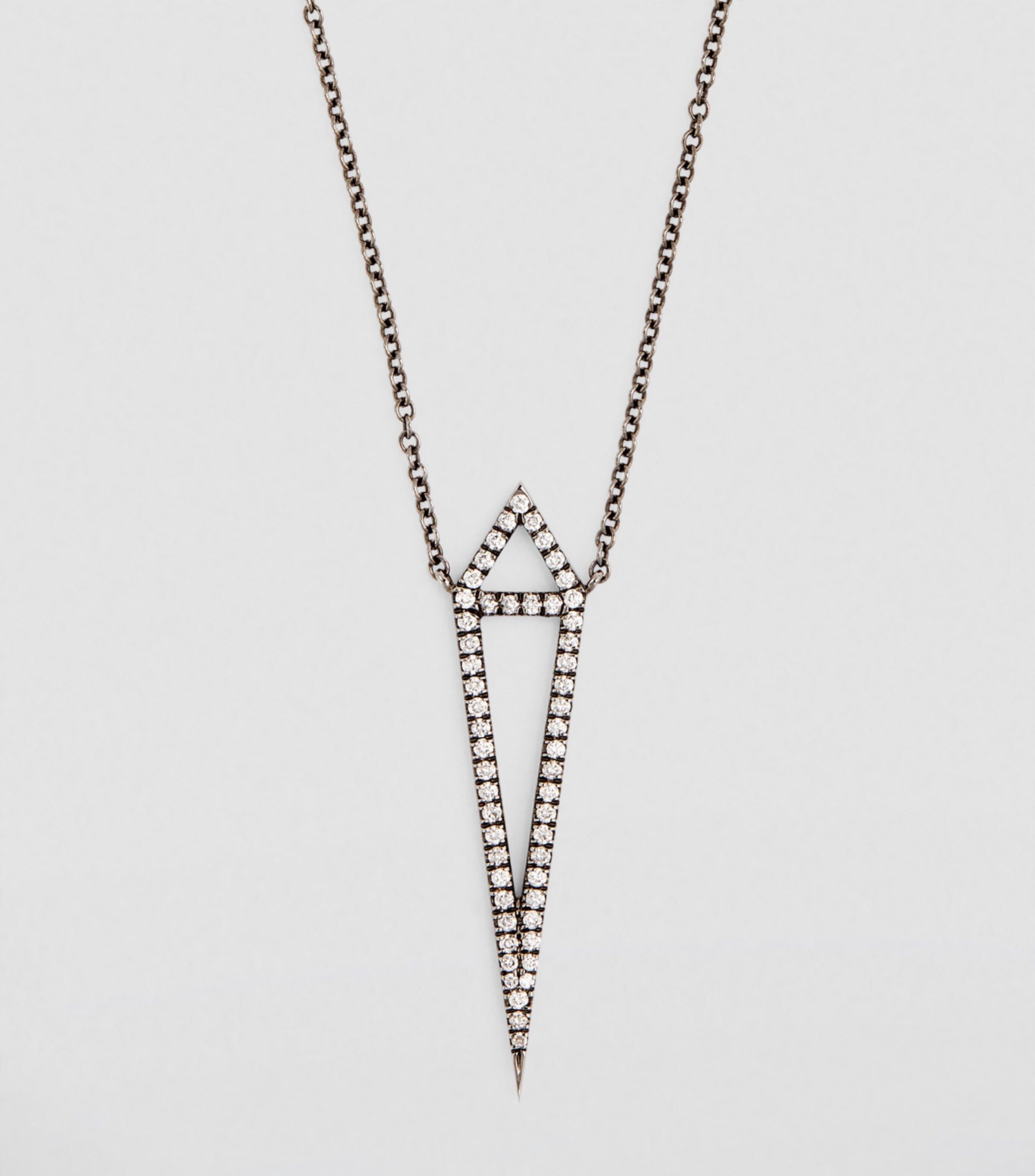 Blackened White Gold and Diamond Dagger Necklace BLACK GOLD Image 2