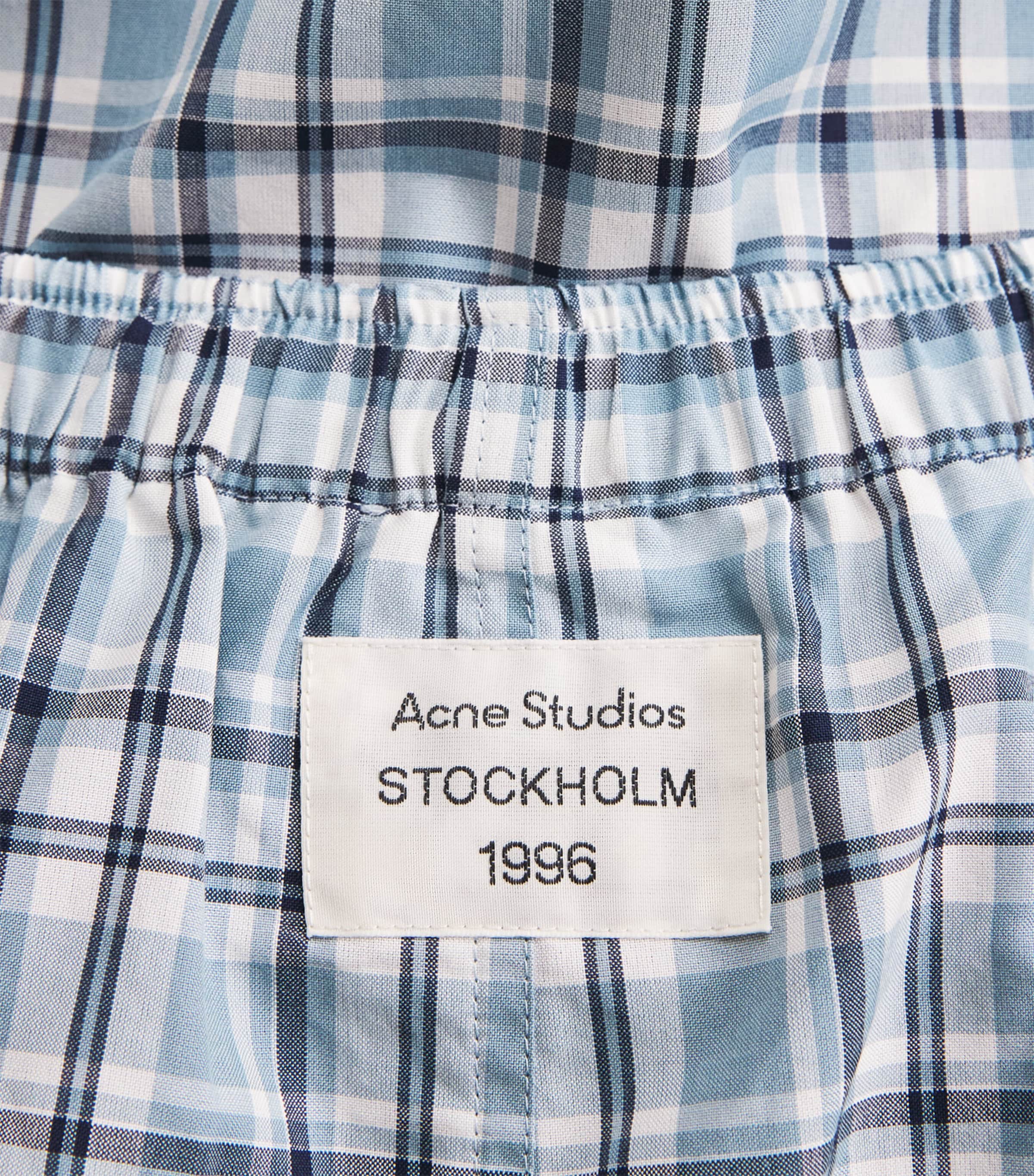 Acne Studios Womens Cotton Check Bloomer Shorts Blue/white Image 3