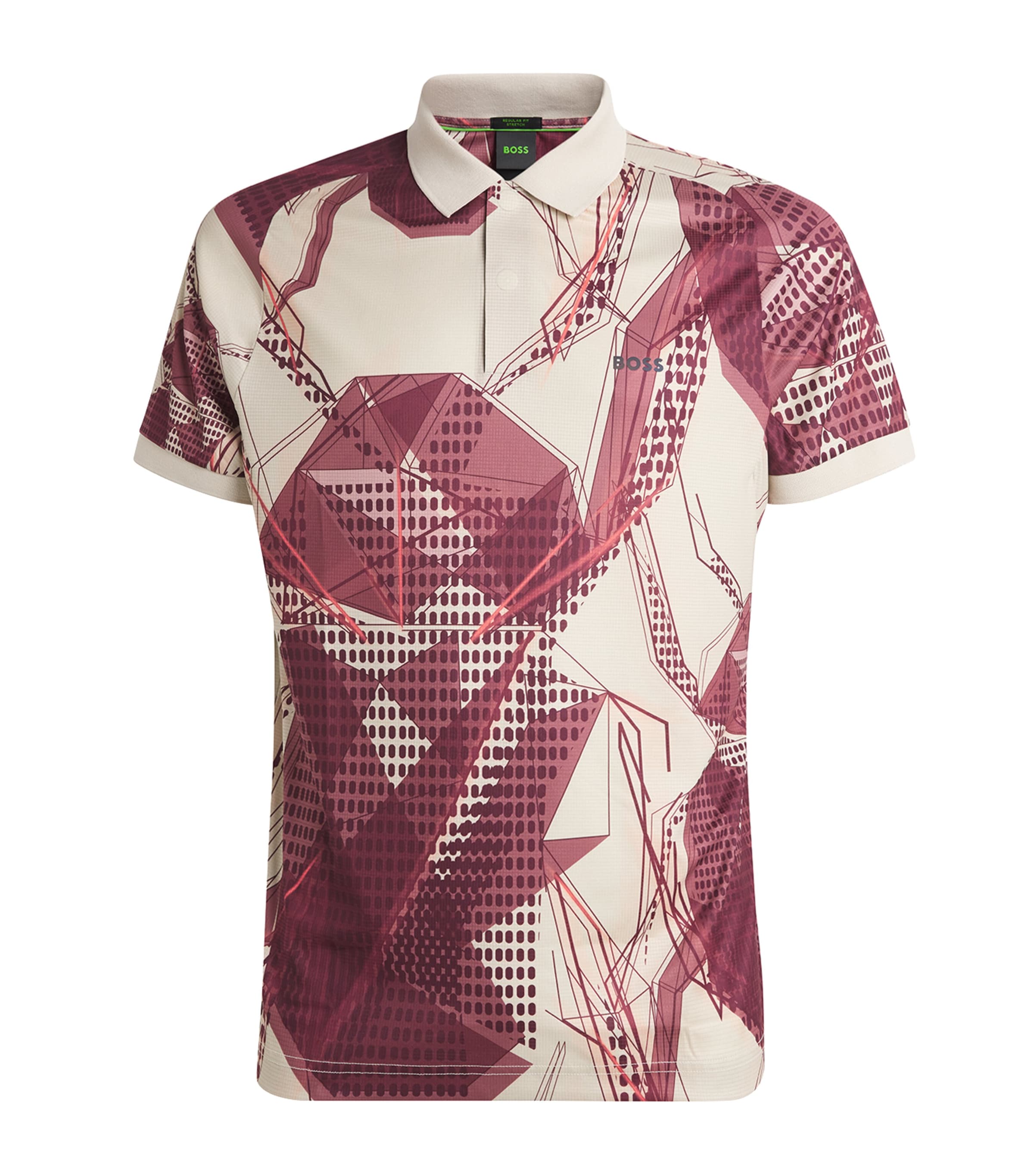 Graphic Print UV Protection Paddy Polo Shirt 284-OPEN BEIGE Image 1