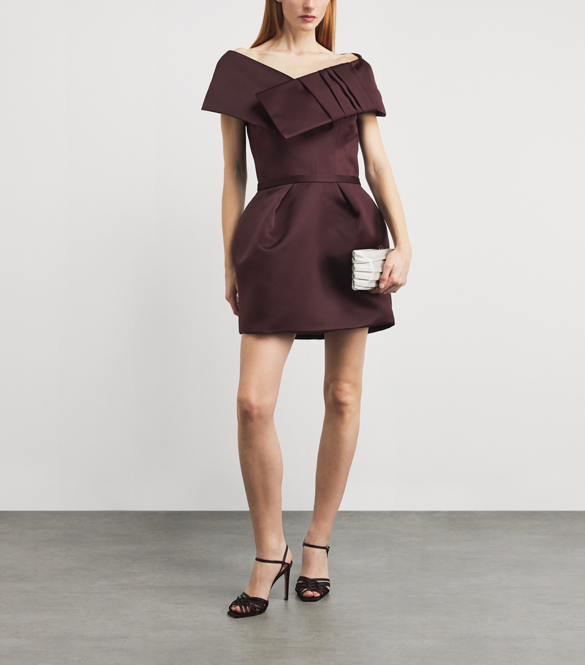 Safiyaa Womens Duchesse Satin Senka Mini Dress Wine Image 2