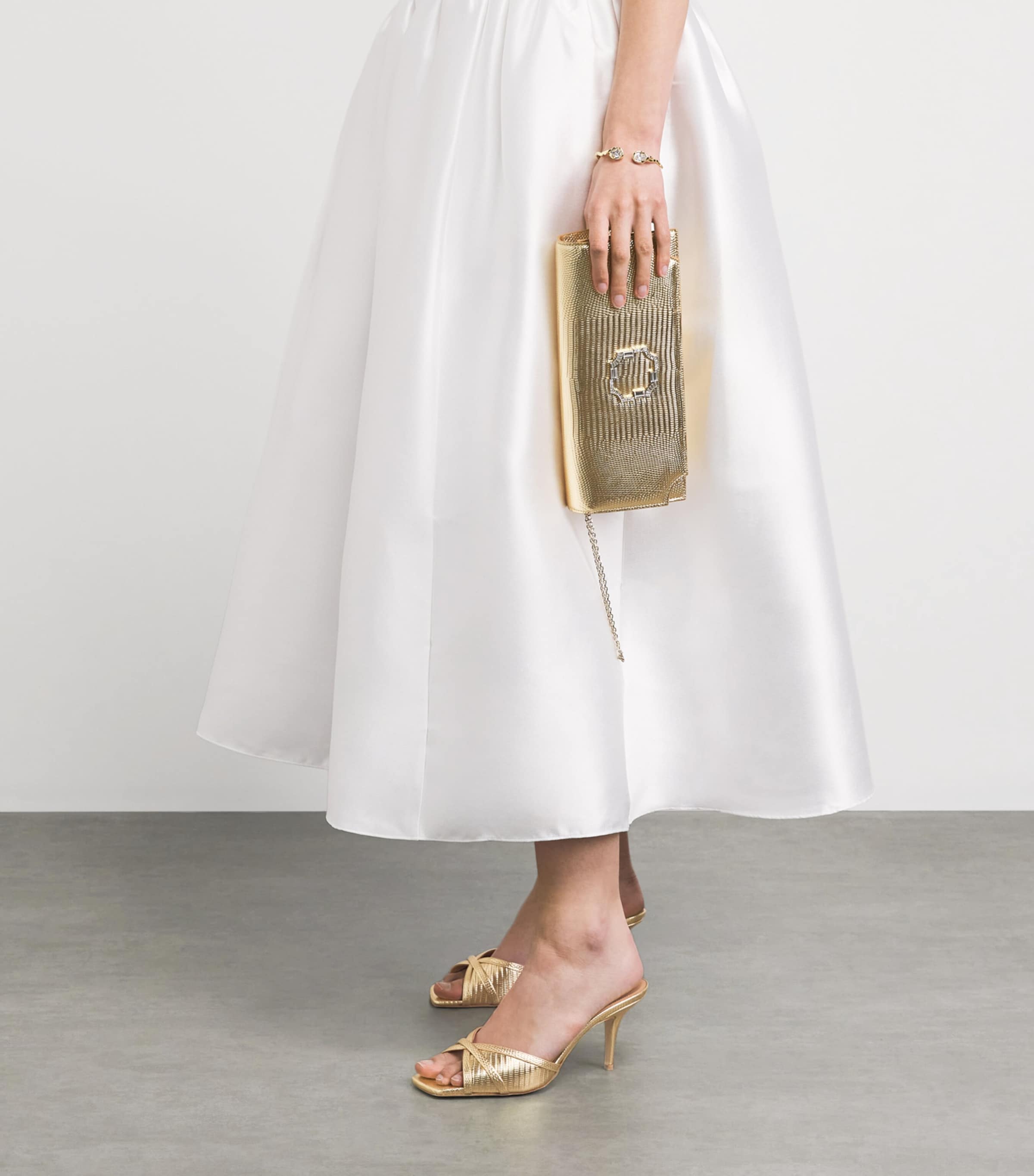 Malone Souliers x Harrods Exclusive Metallic Leather Embossed Perla Mules 70 Antique Gold Image 4