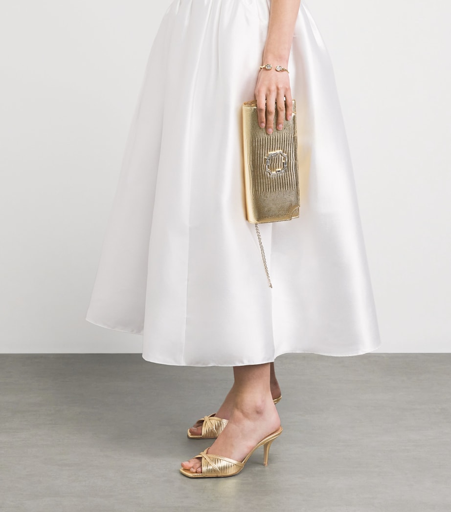 Malone Souliers x Harrods Exclusive Metallic Leather Embossed Perla Mules 70 Antique Gold Image 4