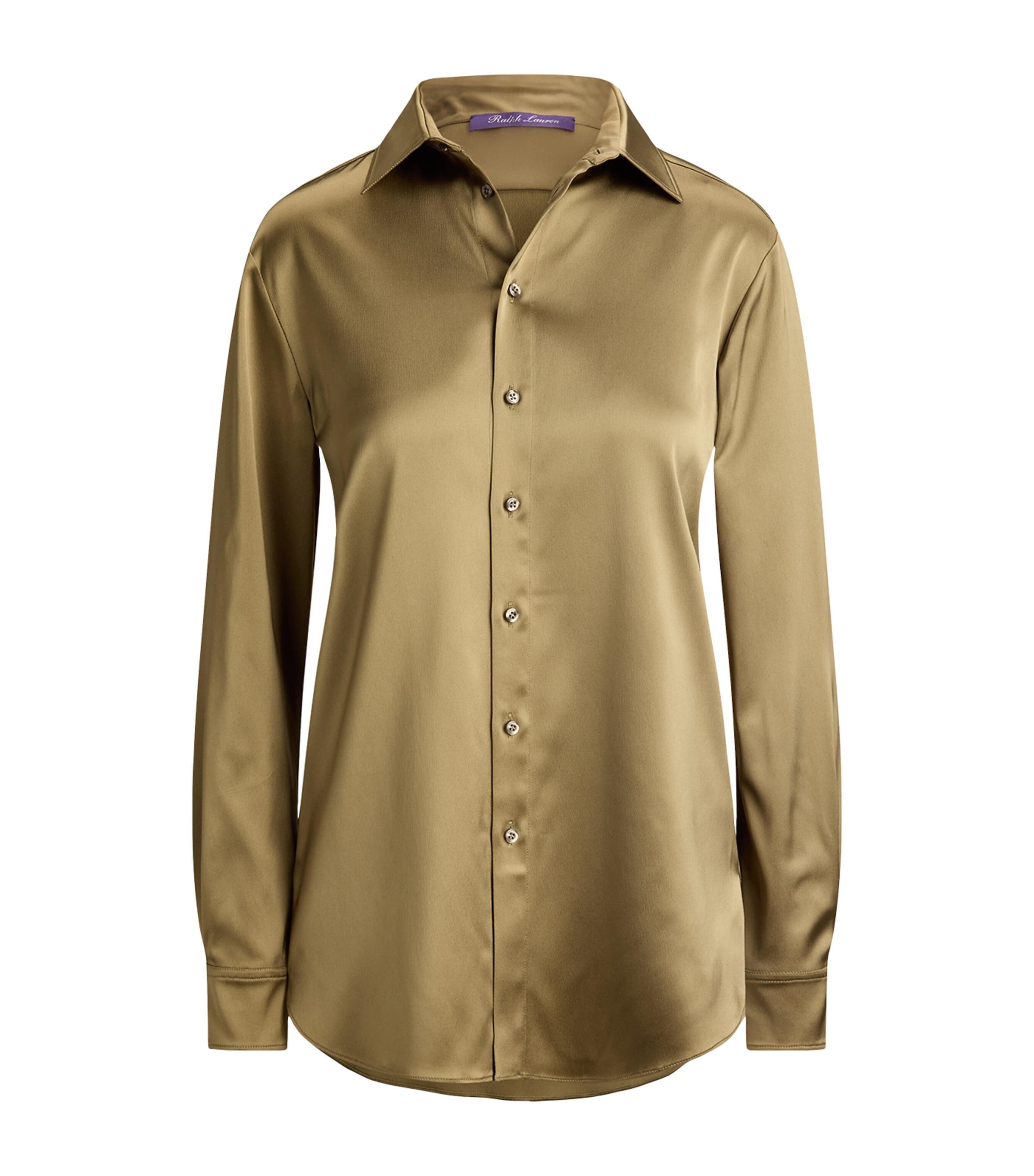 Ralph Lauren Collection Womens Satin Adrien Shirt Porcini Image 1