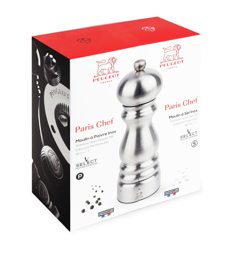 Peugeot Stainless Steel Paris Chef Salt and Pepper Mill Set (18cm) Stainless Steel Image 2