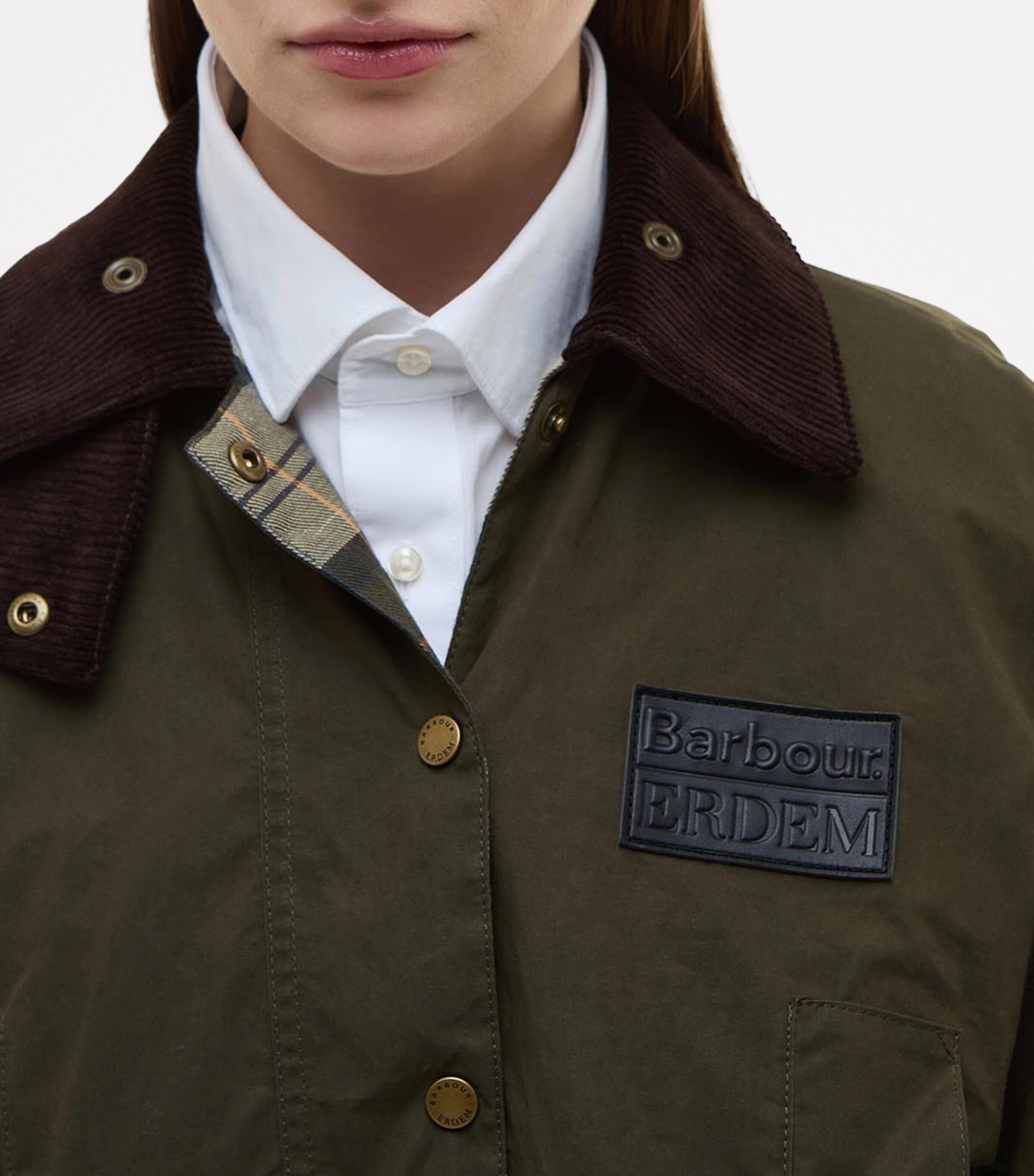 Barbour Womens x ERDEM Reversible Clover Trapeze Jacket Olive/sand/blck Flrl Image 7
