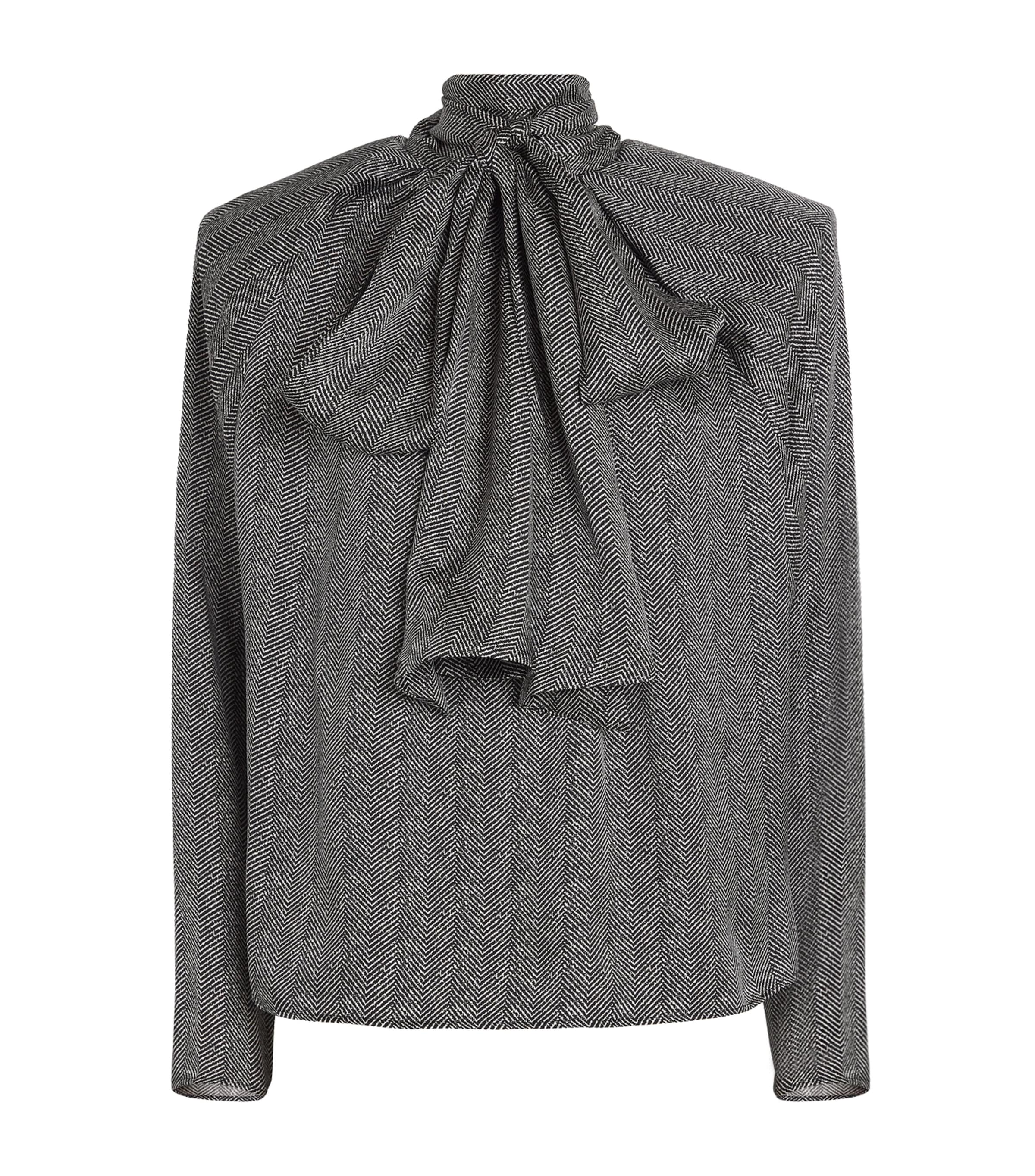 Shop Anine Bing Silk-blend Herringbone Rachel Blouse