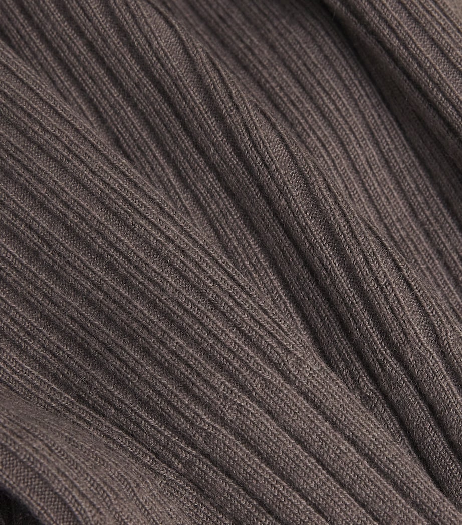 Wool-Blend Ribbed Polo Top MUSHROOM Image 5