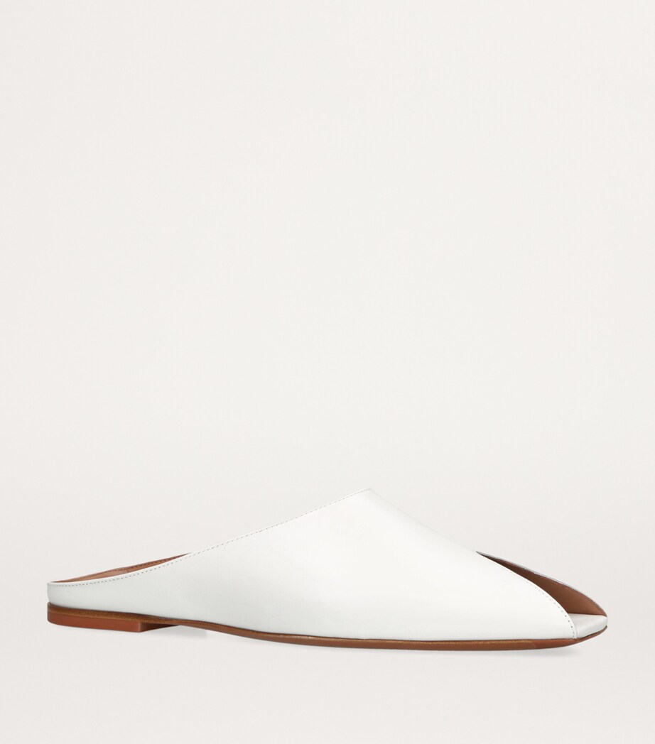 Leather A-Cut Mules WHITE Image 3