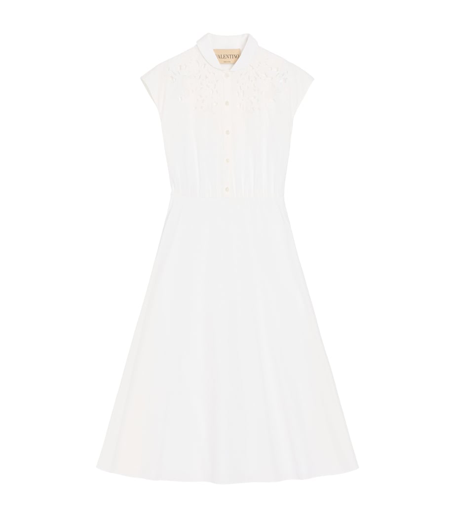 Valentino Womens Cotton Poplin Embroidered Midi Dress Image 1