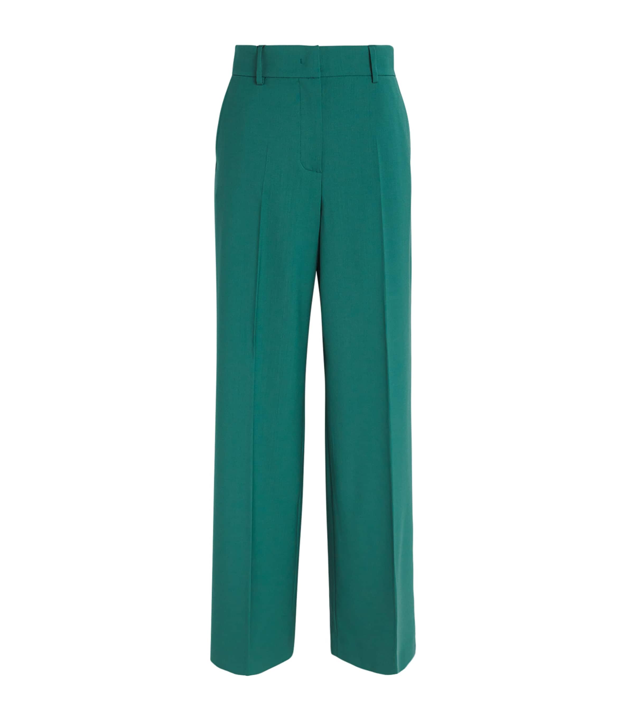 Virgin Wool Tailored Trousers GREEN Image 1