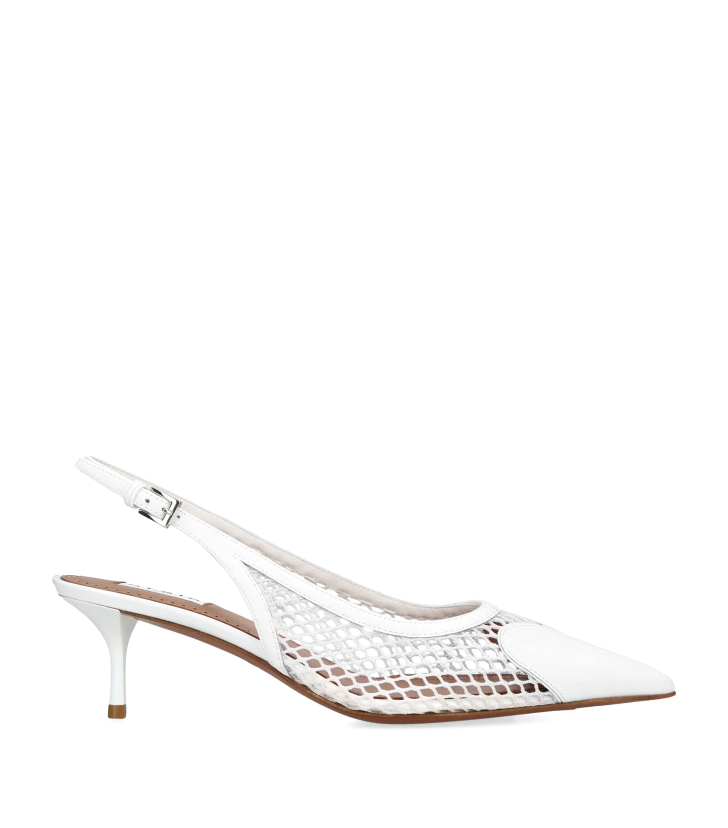 Alaïa Leather Coeur Heeled Slingbacks 55 In White